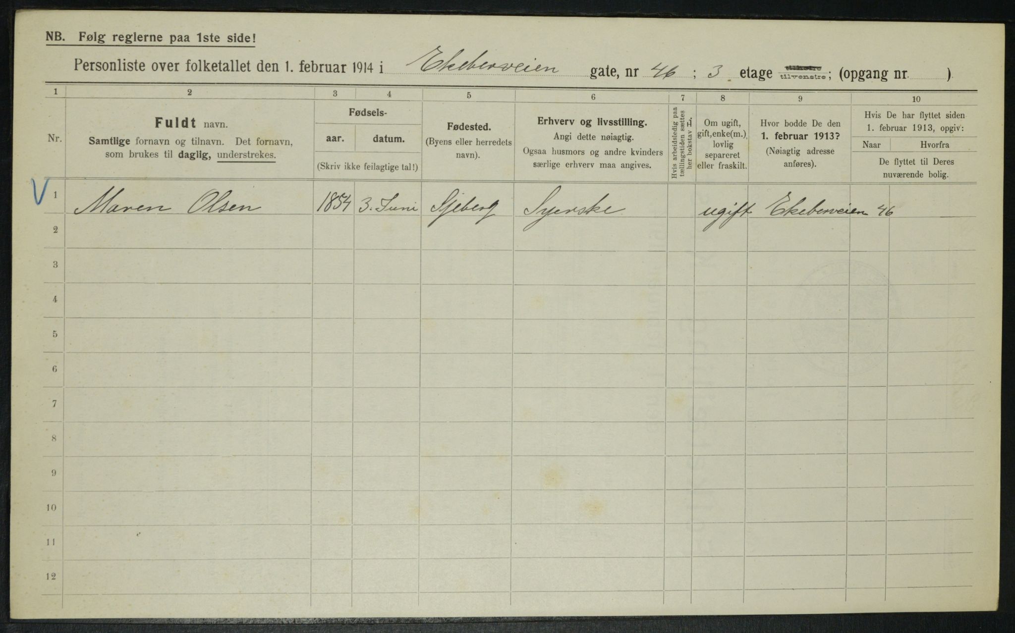 OBA, Municipal Census 1914 for Kristiania, 1914, p. 20585