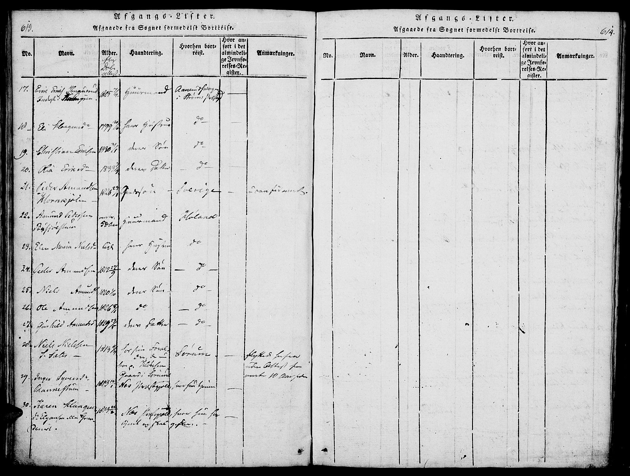 Vinger prestekontor, SAH/PREST-024/H/Ha/Haa/L0006: Parish register (official) no. 6, 1814-1825, p. 613-614