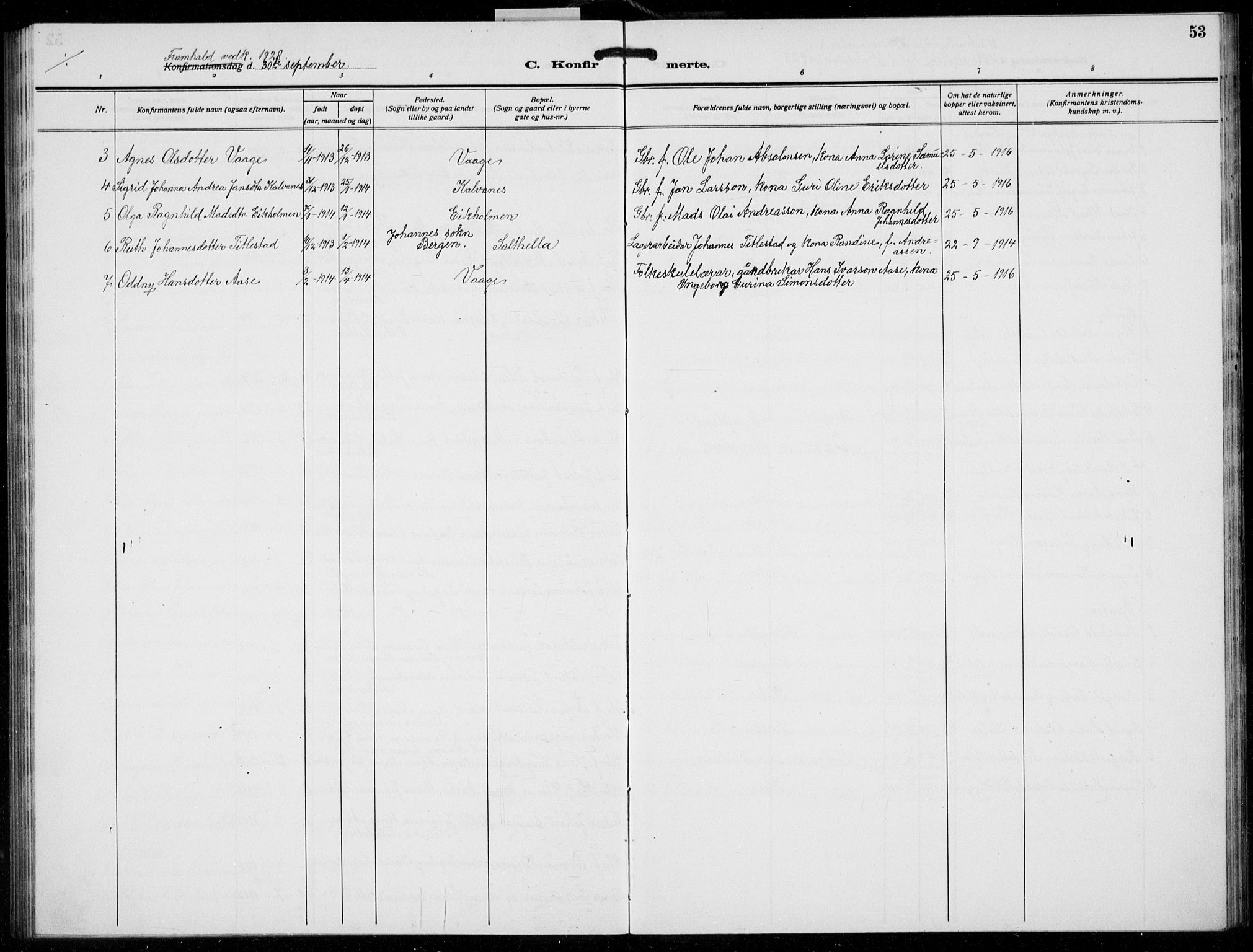 Austevoll Sokneprestembete, SAB/A-74201/H/Hab: Parish register (copy) no. B  7, 1926-1939, p. 53