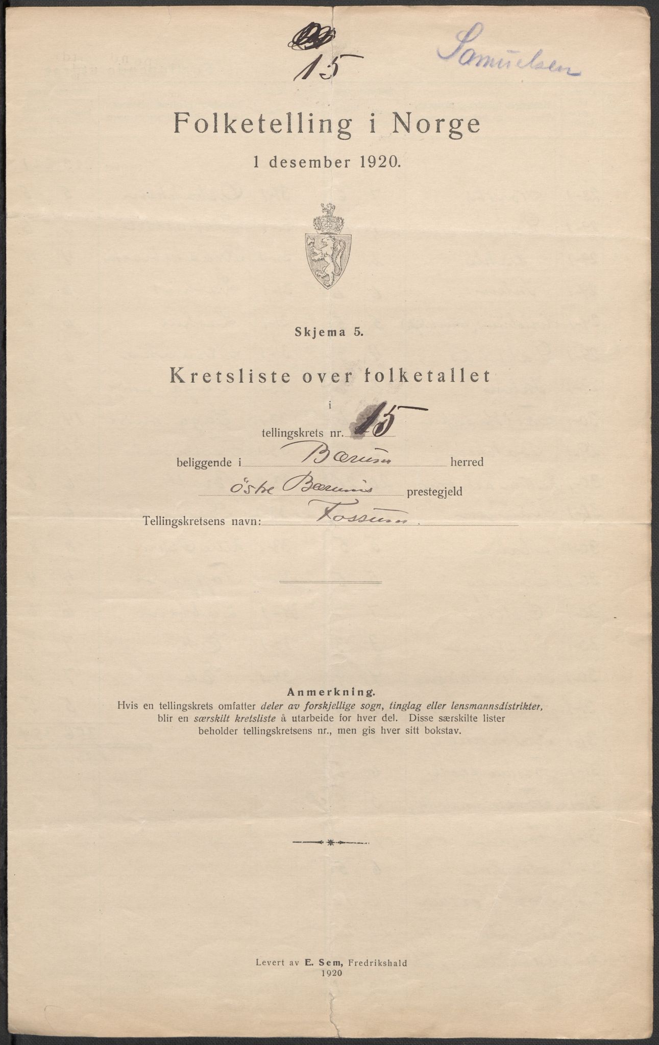 SAO, 1920 census for Bærum, 1920, p. 94