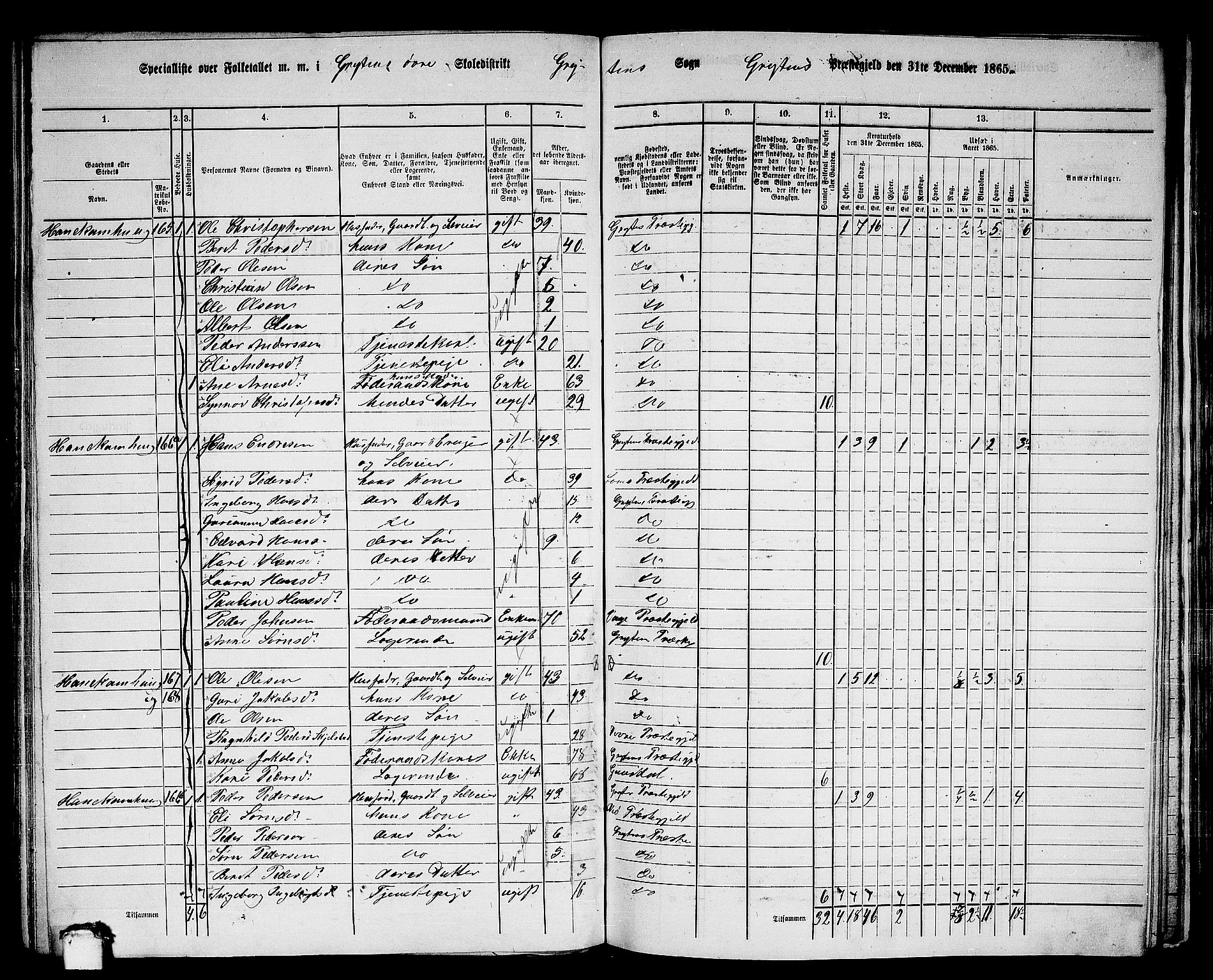 RA, 1865 census for Grytten, 1865, p. 99