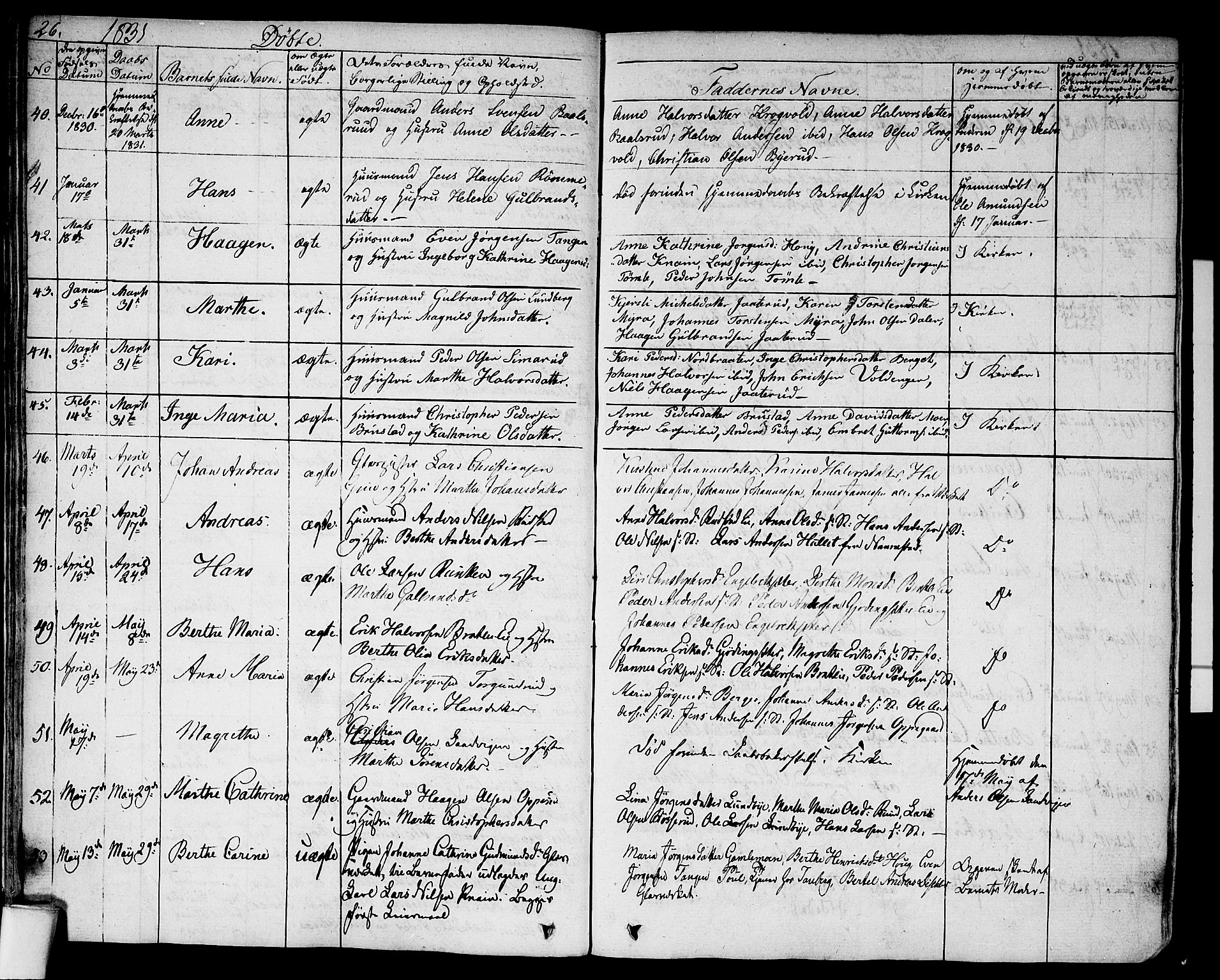 Hurdal prestekontor Kirkebøker, AV/SAO-A-10889/F/Fa/L0004: Parish register (official) no. I 4, 1828-1845, p. 26