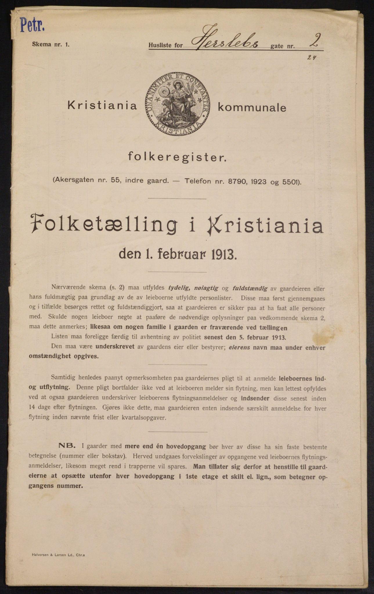 OBA, Municipal Census 1913 for Kristiania, 1913, p. 38869