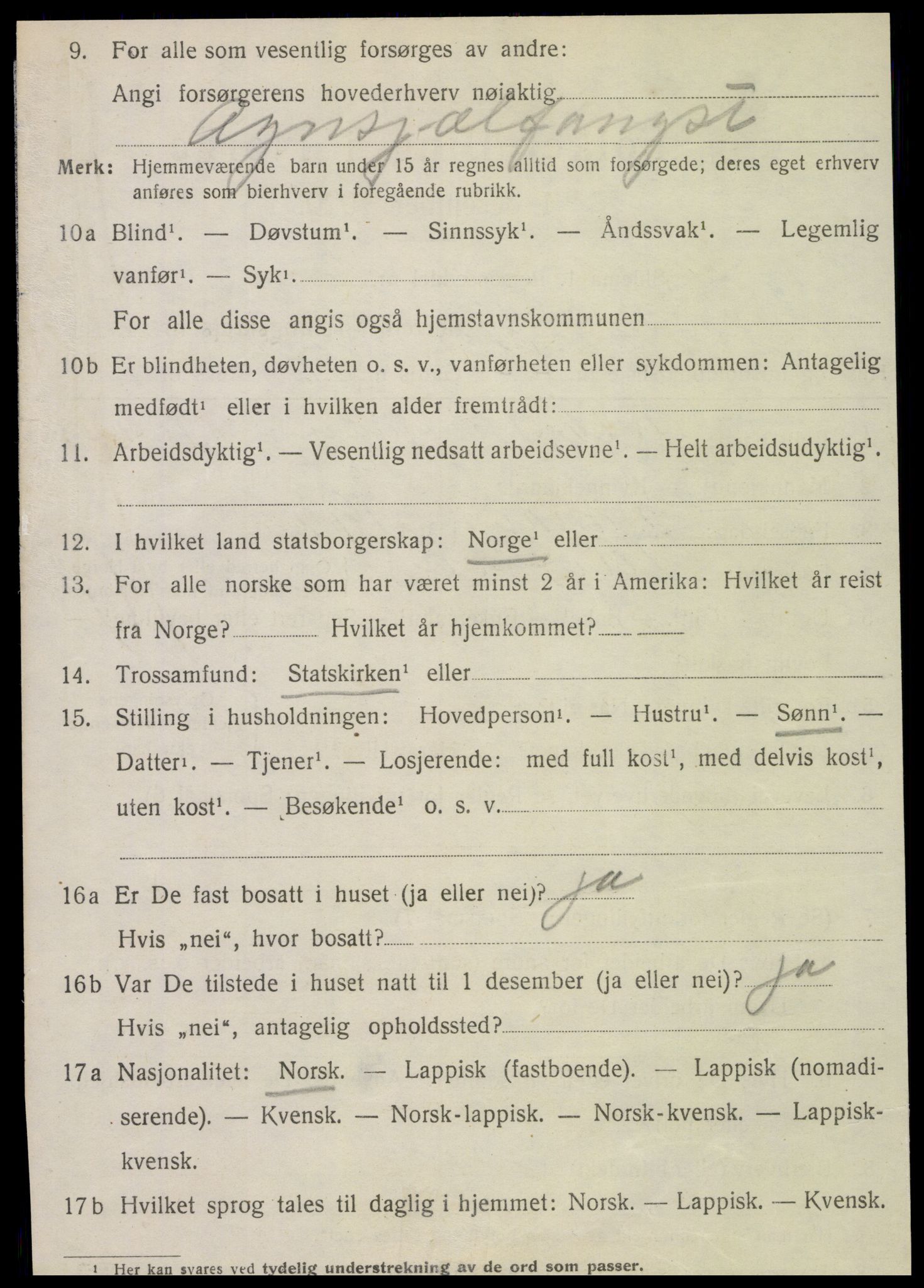 SAT, 1920 census for Leirfjord, 1920, p. 2100