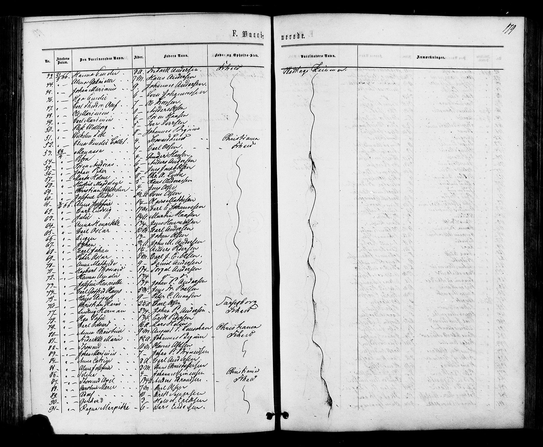 Halden prestekontor Kirkebøker, SAO/A-10909/F/Fa/L0010: Parish register (official) no. I 10, 1866-1877, p. 179
