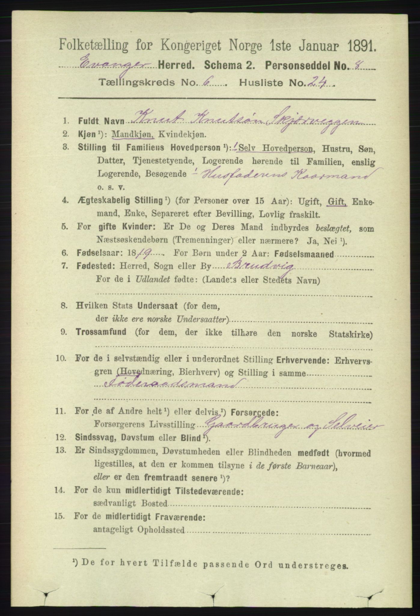 RA, 1891 census for 1237 Evanger, 1891, p. 1761