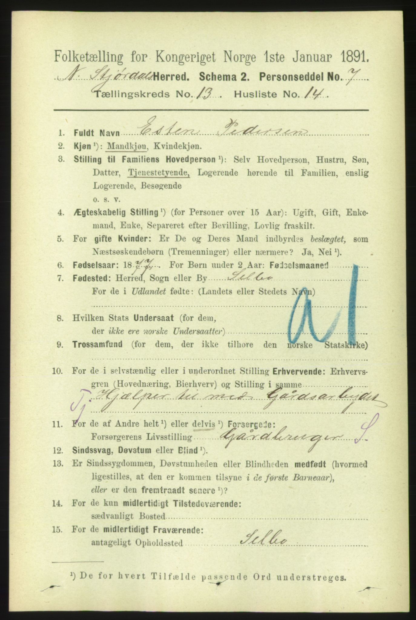 RA, 1891 census for 1714 Nedre Stjørdal, 1891, p. 6291