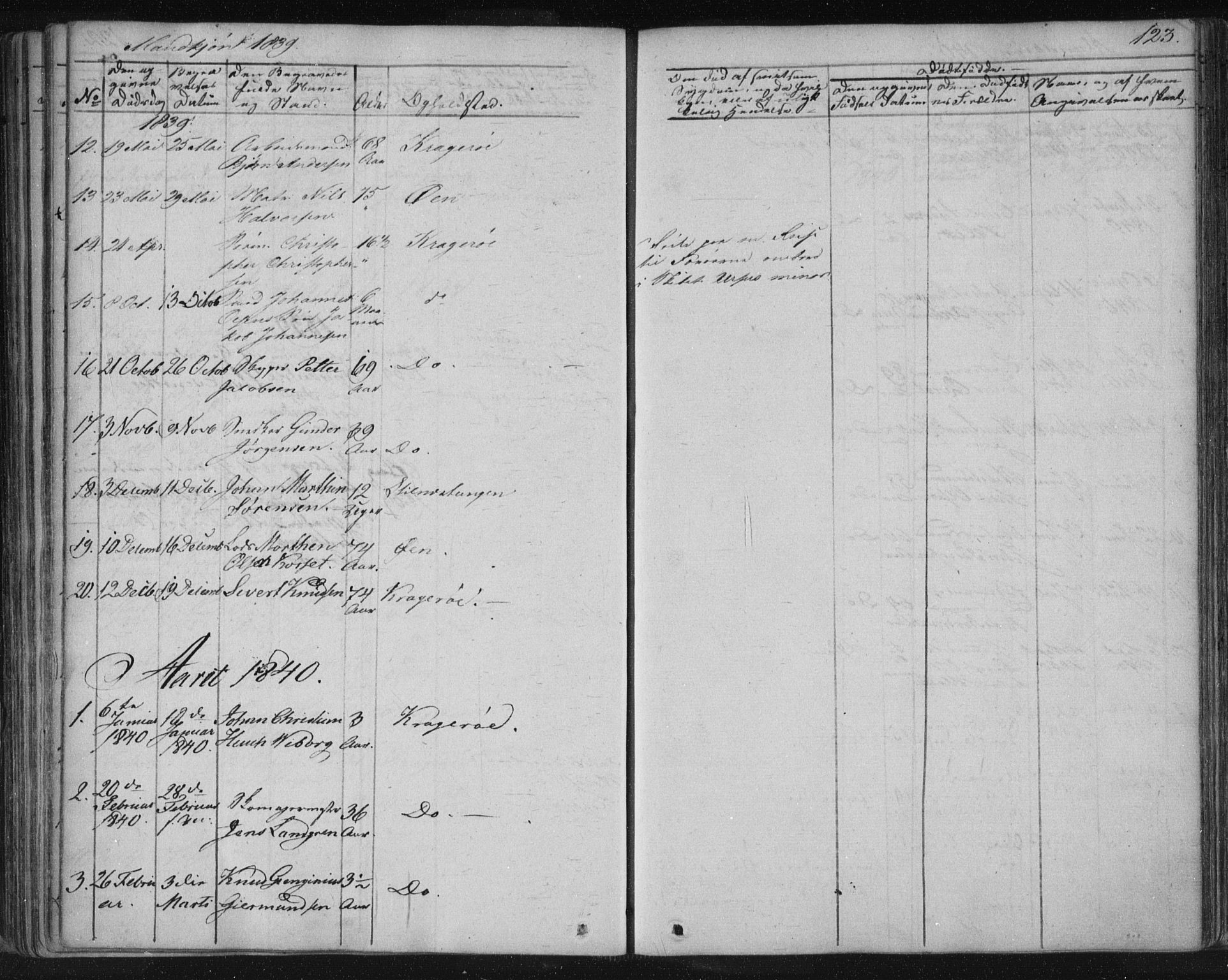 Kragerø kirkebøker, SAKO/A-278/F/Fa/L0005: Parish register (official) no. 5, 1832-1847, p. 123