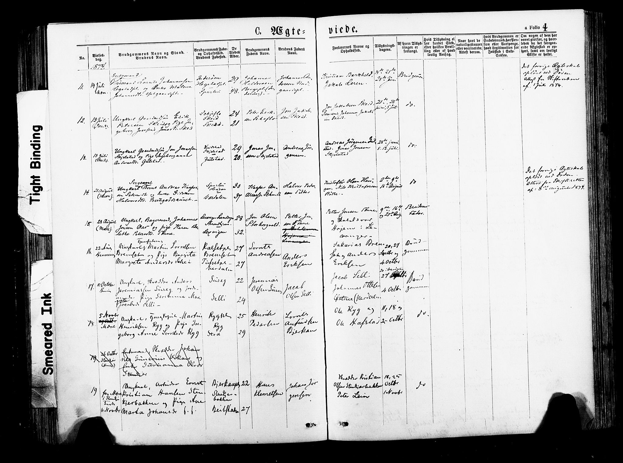 Ministerialprotokoller, klokkerbøker og fødselsregistre - Nord-Trøndelag, AV/SAT-A-1458/735/L0348: Parish register (official) no. 735A09 /1, 1873-1883, p. 4