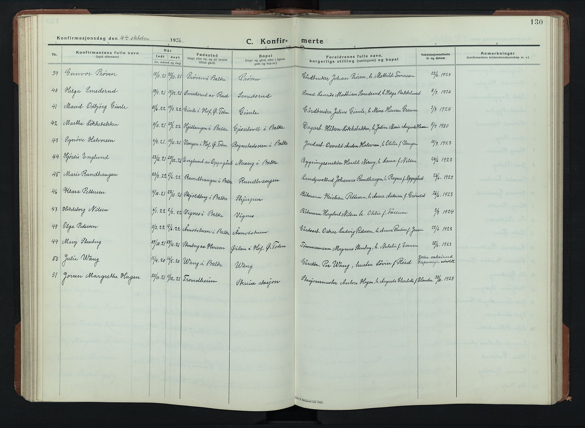 Balke prestekontor, SAH/PREST-106/H/Ha/Hab/L0002: Parish register (copy) no. 2, 1929-1951, p. 130