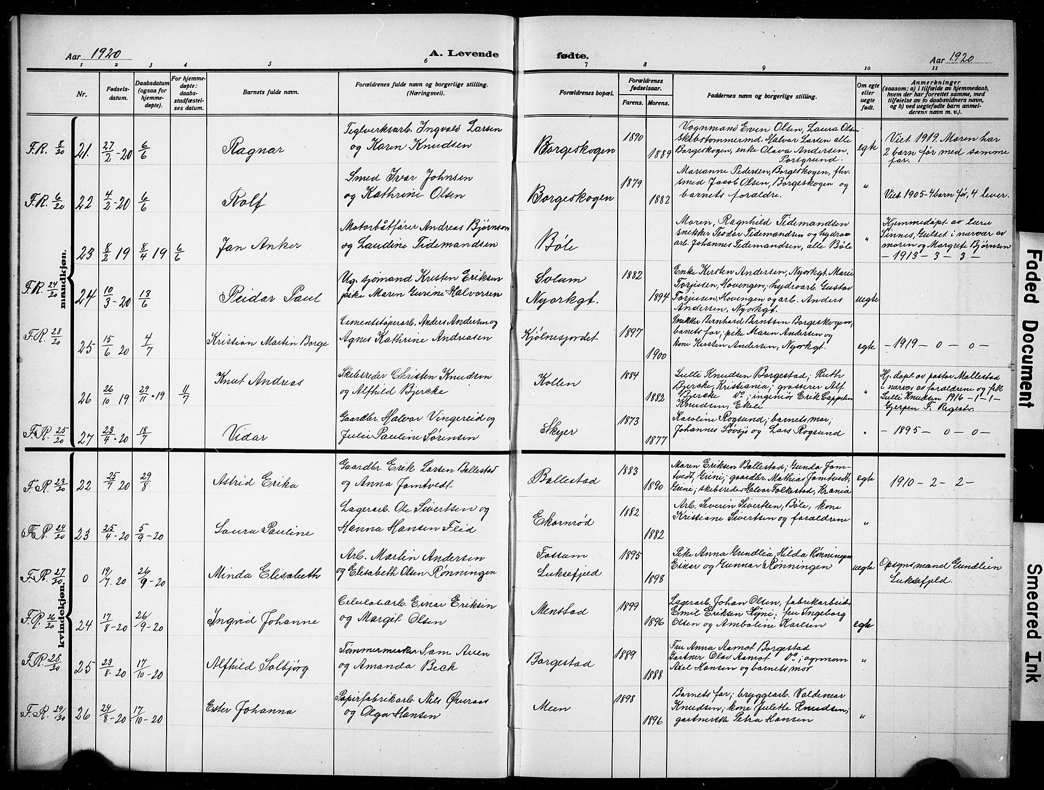 Gjerpen kirkebøker, AV/SAKO-A-265/G/Gb/L0001: Parish register (copy) no. II 1, 1920-1929