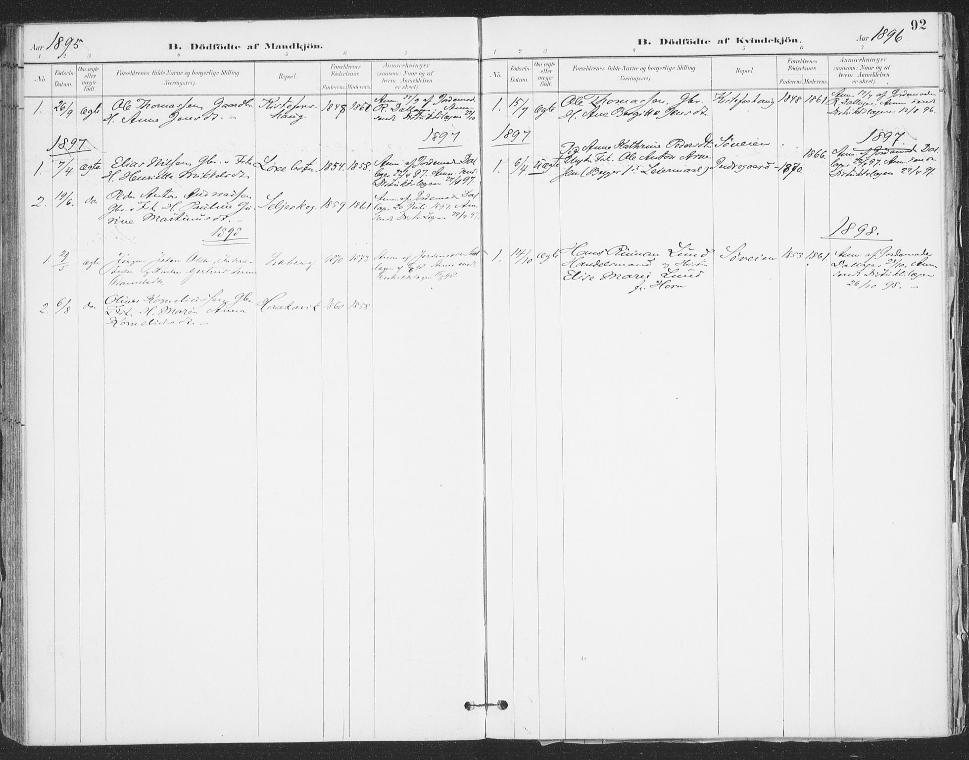 Ibestad sokneprestembete, AV/SATØ-S-0077/H/Ha/Haa/L0015kirke: Parish register (official) no. 15, 1888-1899, p. 92