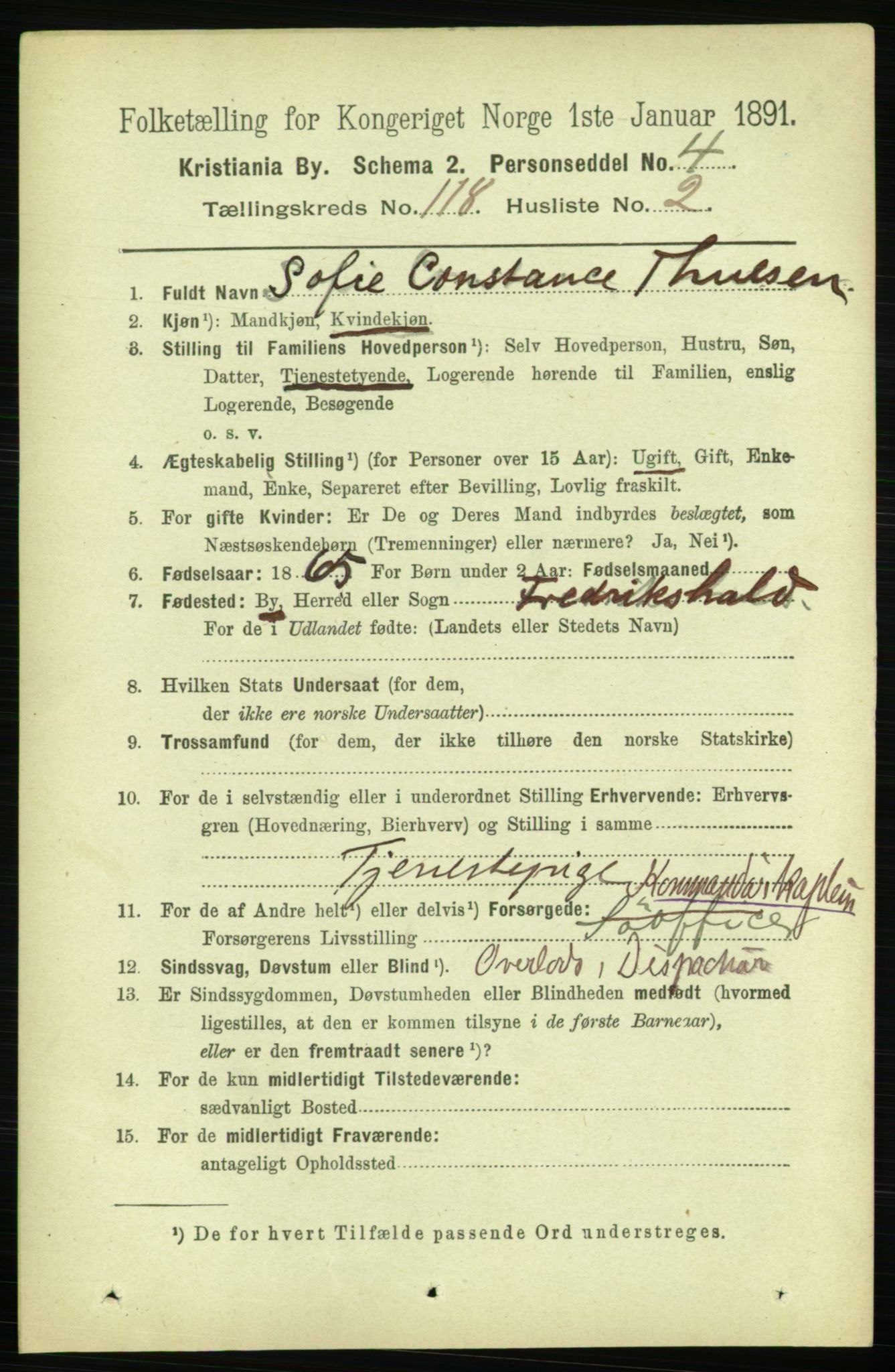 RA, 1891 census for 0301 Kristiania, 1891, p. 63296