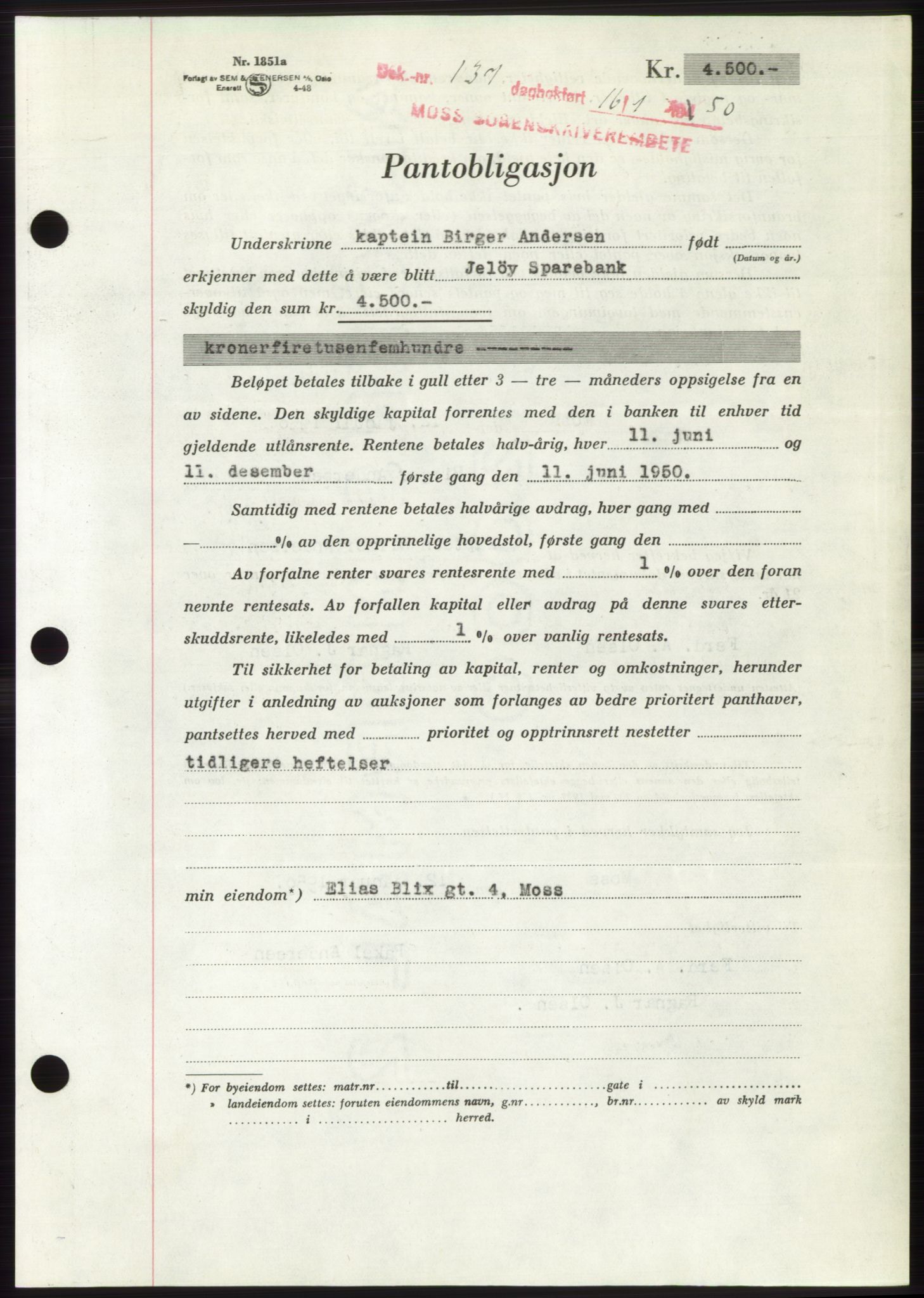 Moss sorenskriveri, SAO/A-10168: Mortgage book no. B23, 1949-1950, Diary no: : 137/1950