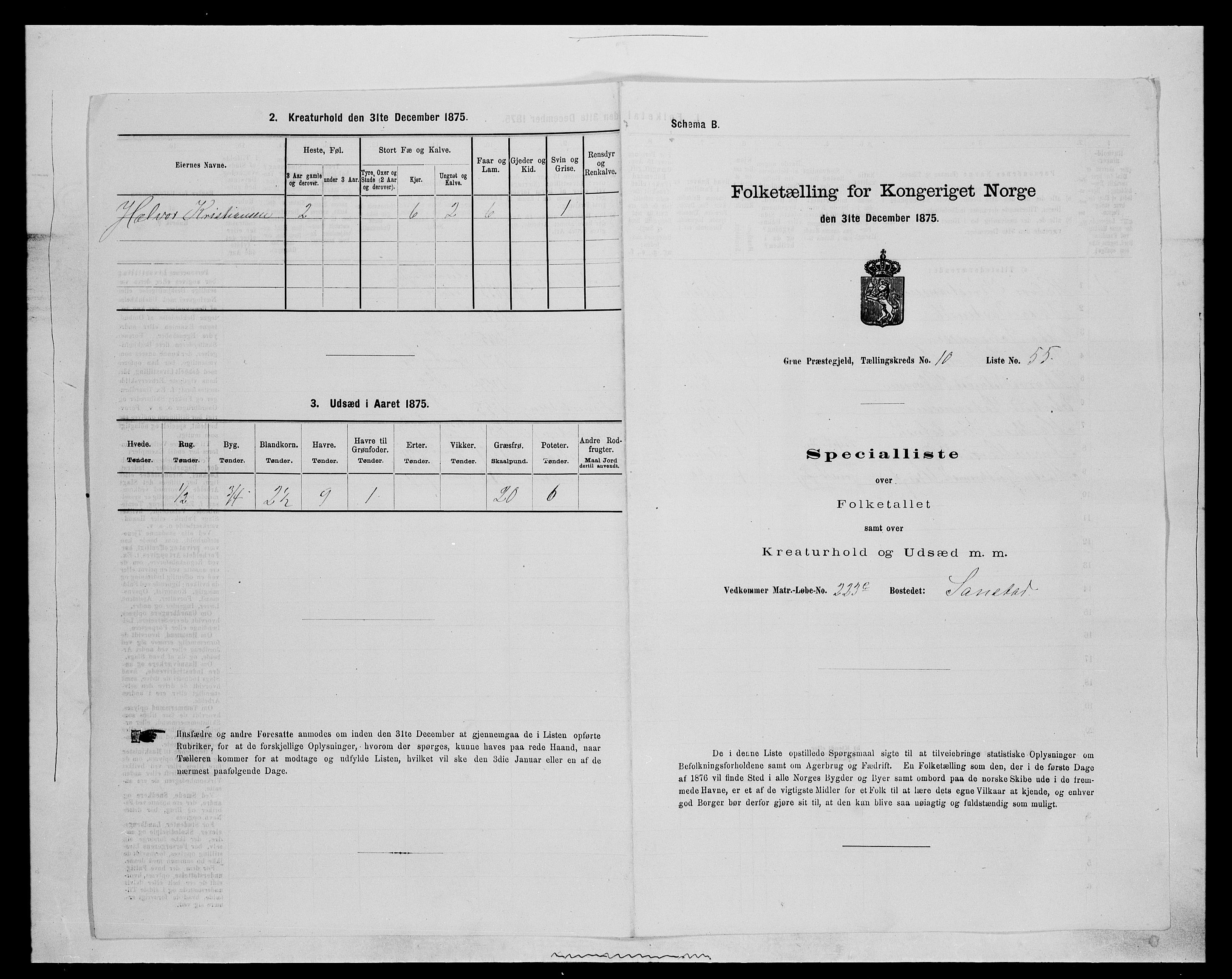 SAH, 1875 census for 0423P Grue, 1875, p. 1933