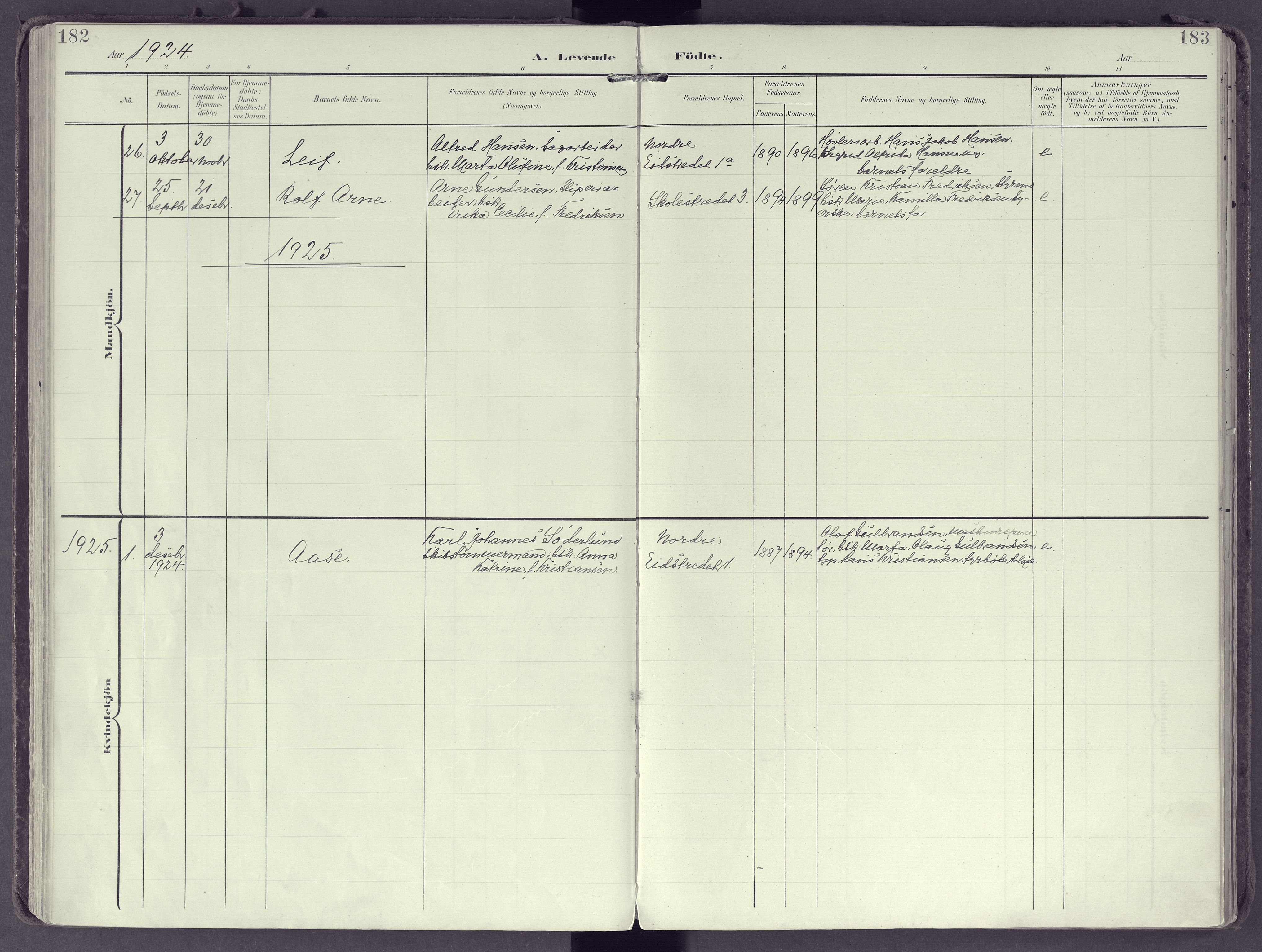 Larvik kirkebøker, AV/SAKO-A-352/F/Fb/L0005: Parish register (official) no. II 5, 1903-1925, p. 182-183