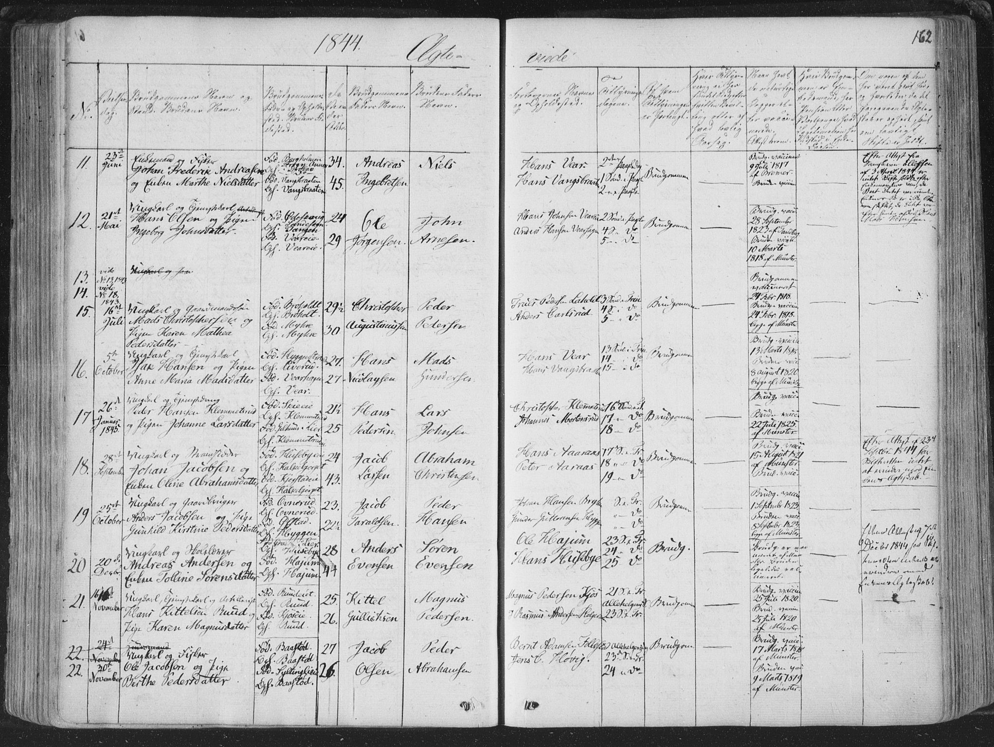 Røyken kirkebøker, SAKO/A-241/F/Fa/L0005: Parish register (official) no. 5, 1833-1856, p. 162