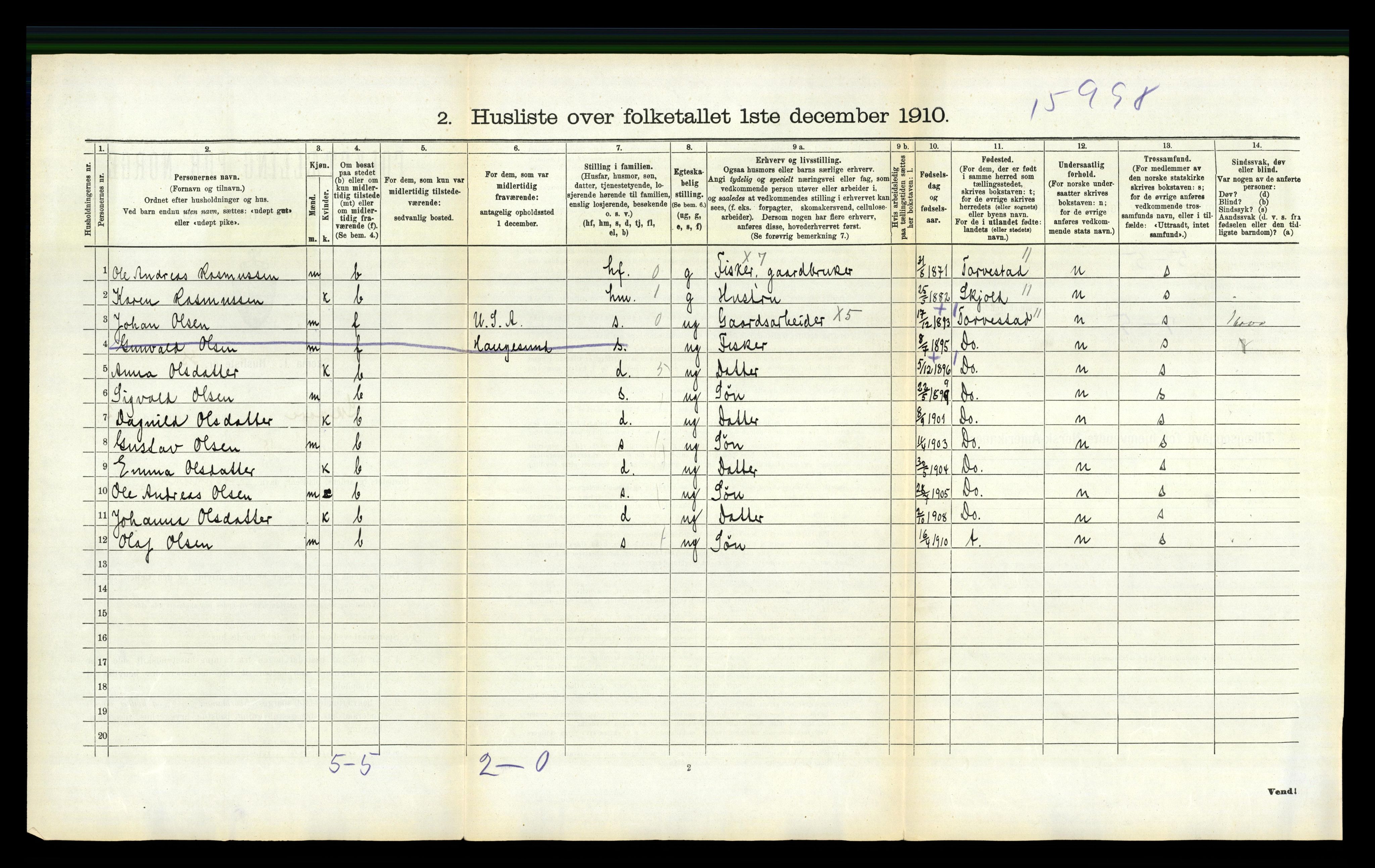 RA, 1910 census for Skåre, 1910, p. 157