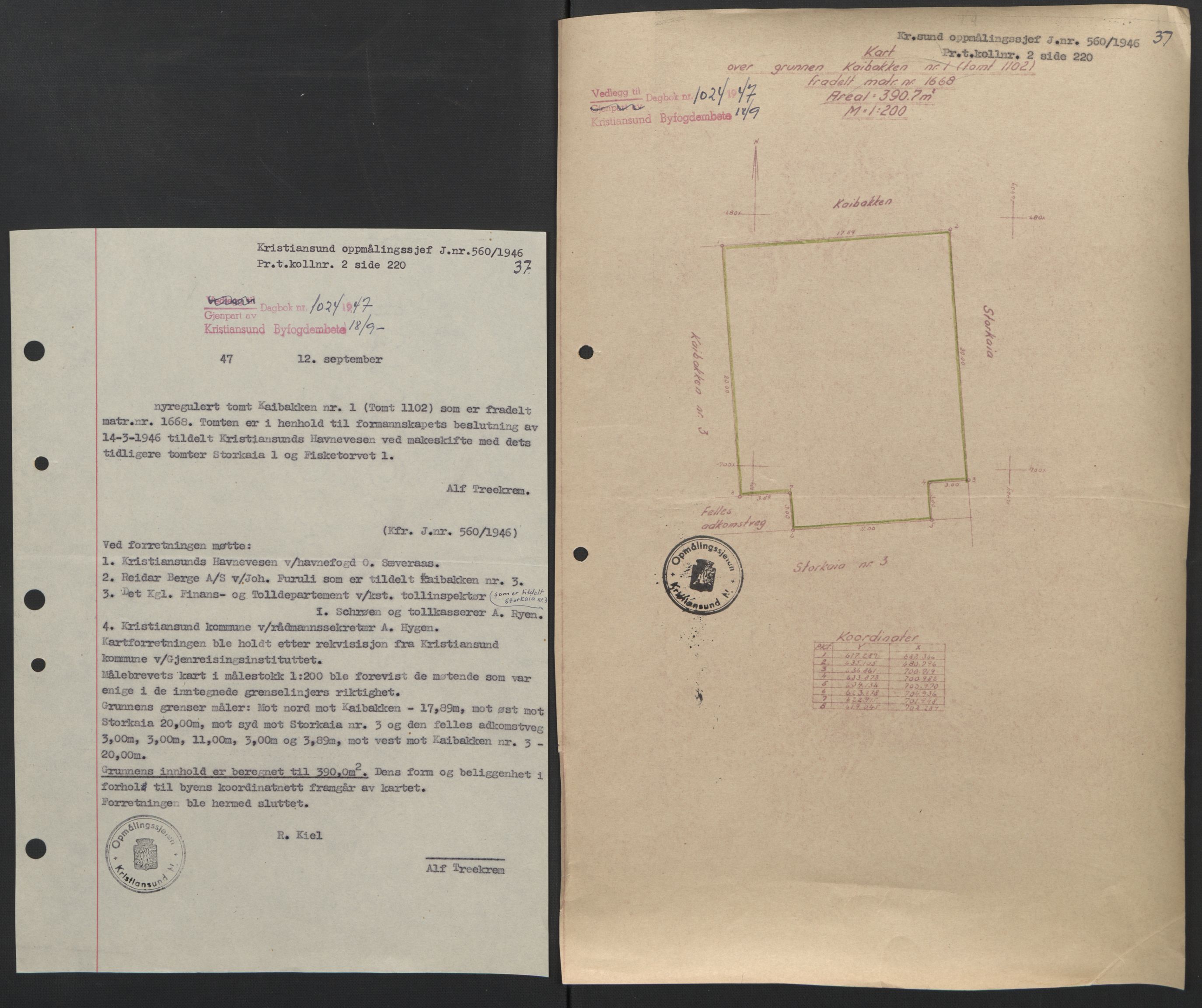 Kristiansund byfogd, AV/SAT-A-4587/A/27: Mortgage book no. 42, 1947-1950, Diary no: : 1024/1947