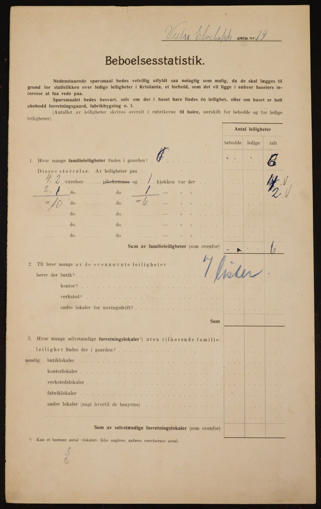 OBA, Municipal Census 1910 for Kristiania, 1910, p. 116188