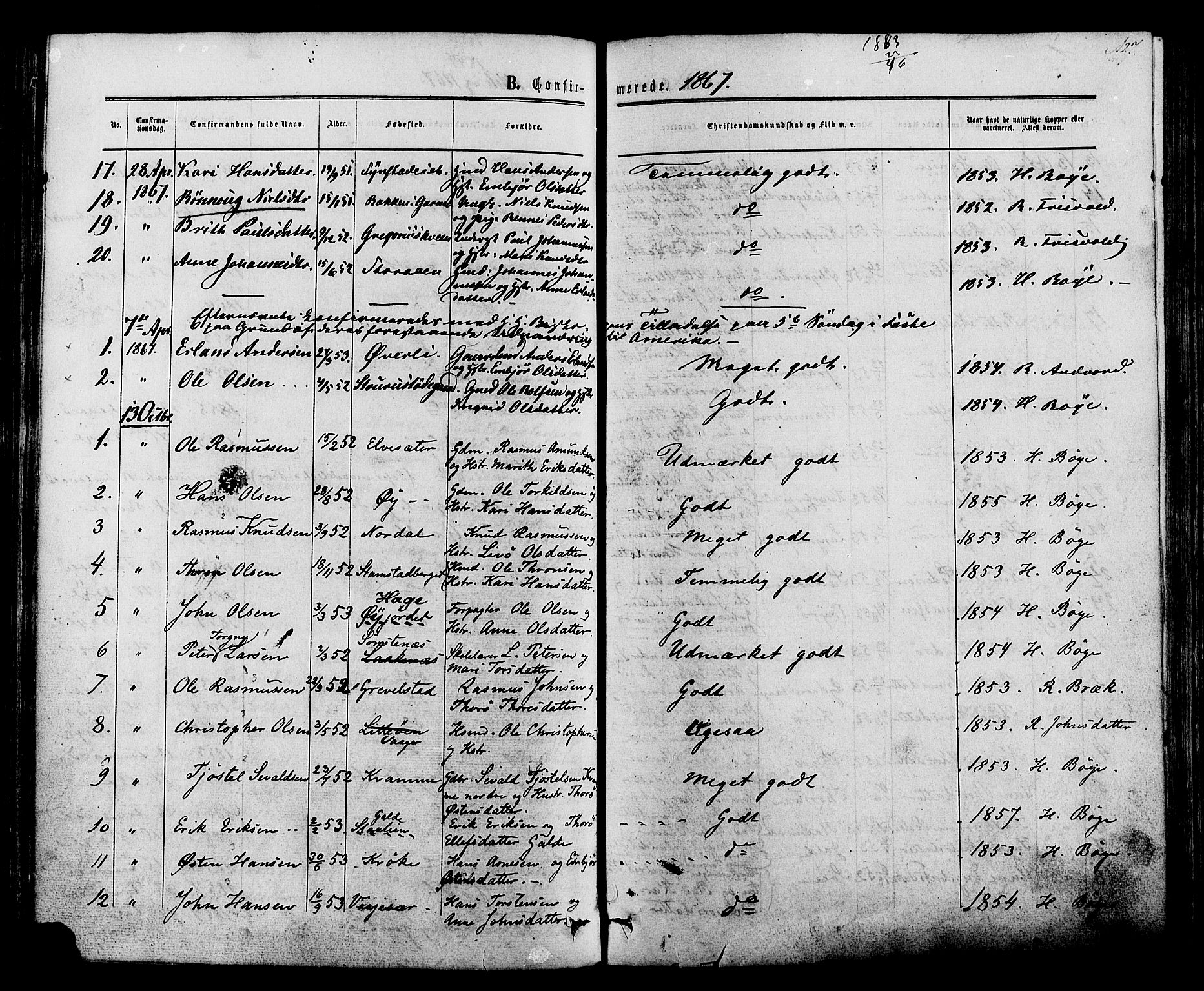 Lom prestekontor, SAH/PREST-070/K/L0007: Parish register (official) no. 7, 1863-1884, p. 127