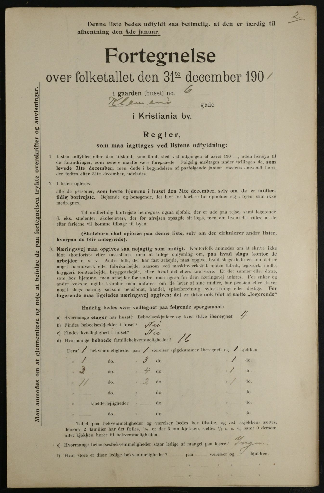 OBA, Municipal Census 1901 for Kristiania, 1901, p. 2092