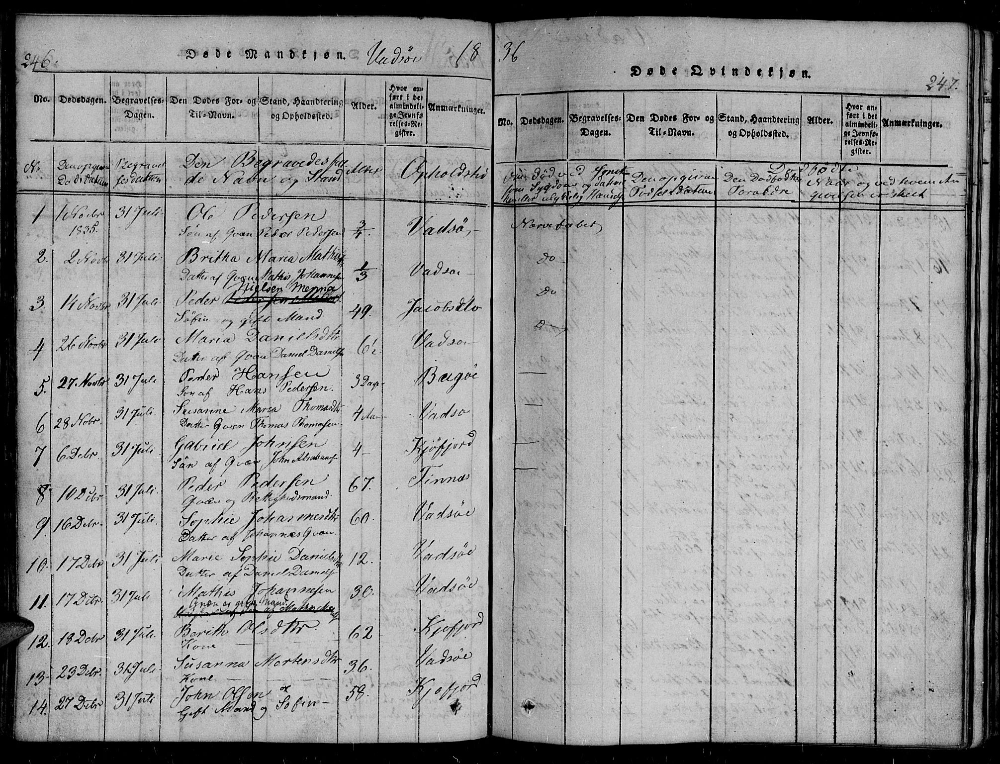 Vadsø sokneprestkontor, AV/SATØ-S-1325/H/Ha/L0003kirke: Parish register (official) no. 3 /1, 1821-1839, p. 246-247