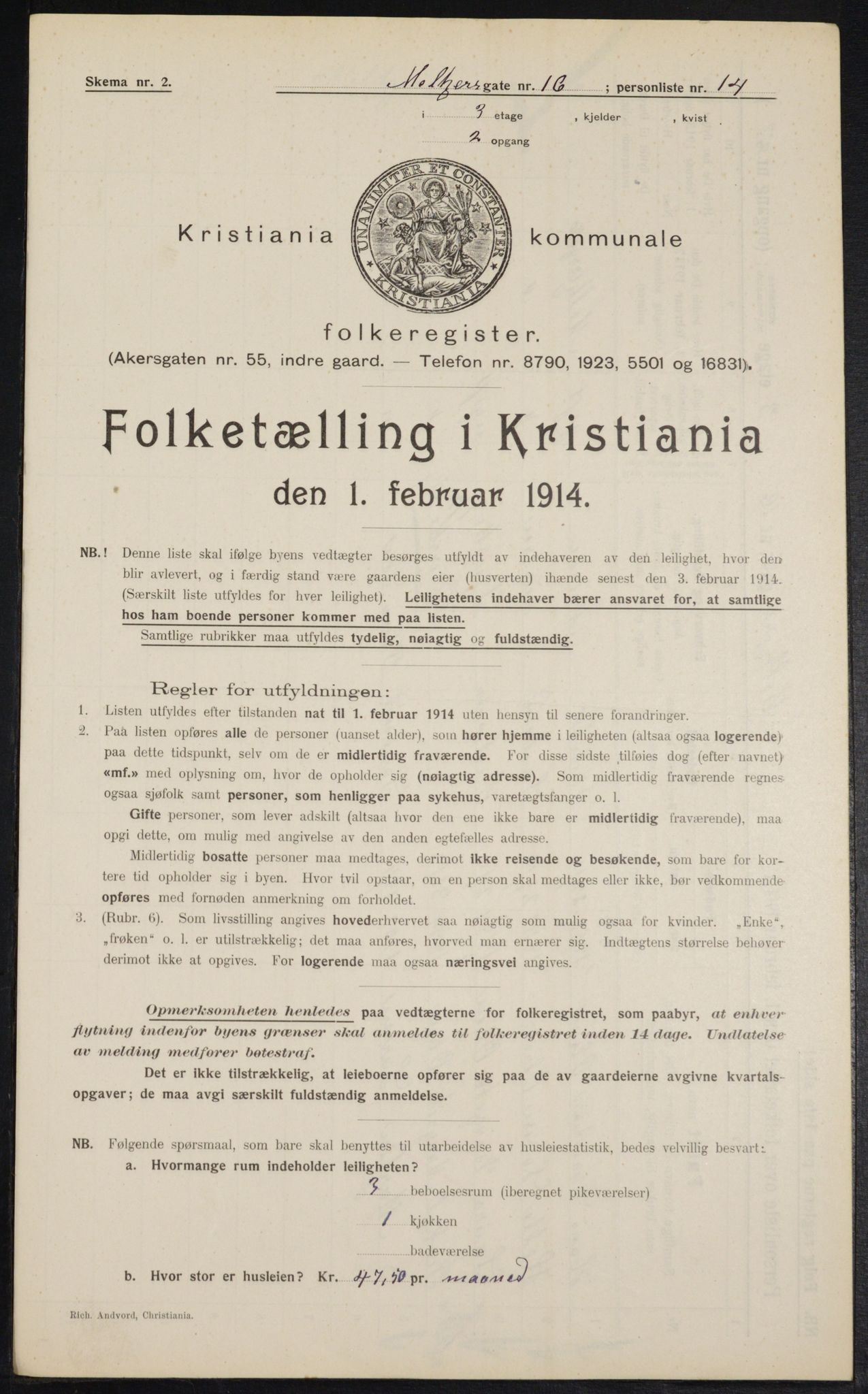 OBA, Municipal Census 1914 for Kristiania, 1914, p. 65257