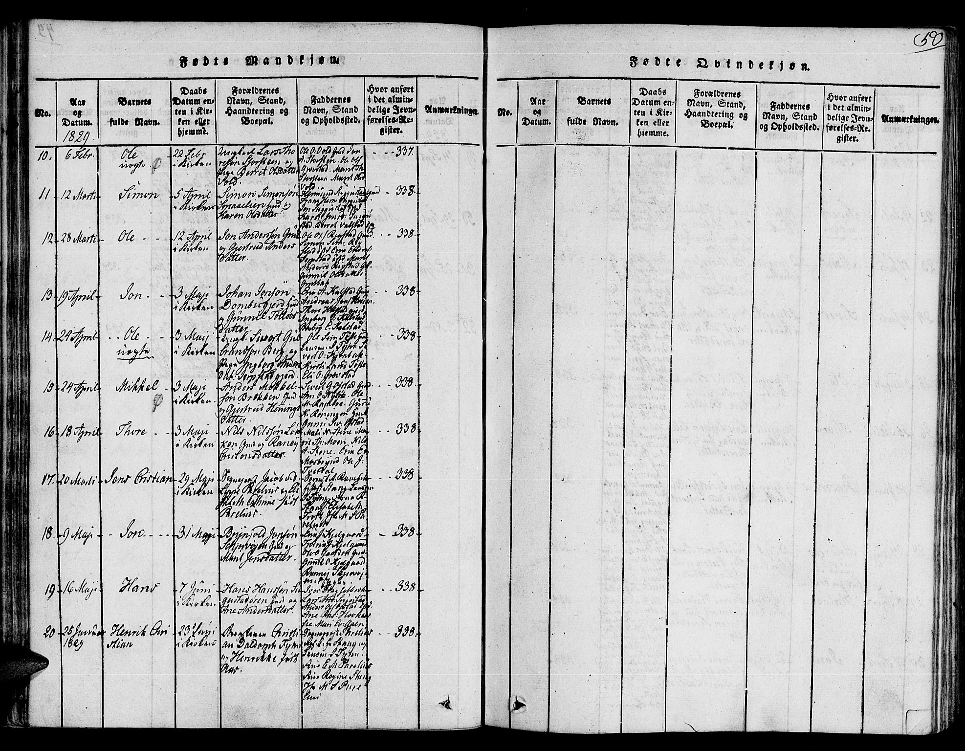 Ministerialprotokoller, klokkerbøker og fødselsregistre - Sør-Trøndelag, SAT/A-1456/672/L0853: Parish register (official) no. 672A06 /1, 1816-1829, p. 50