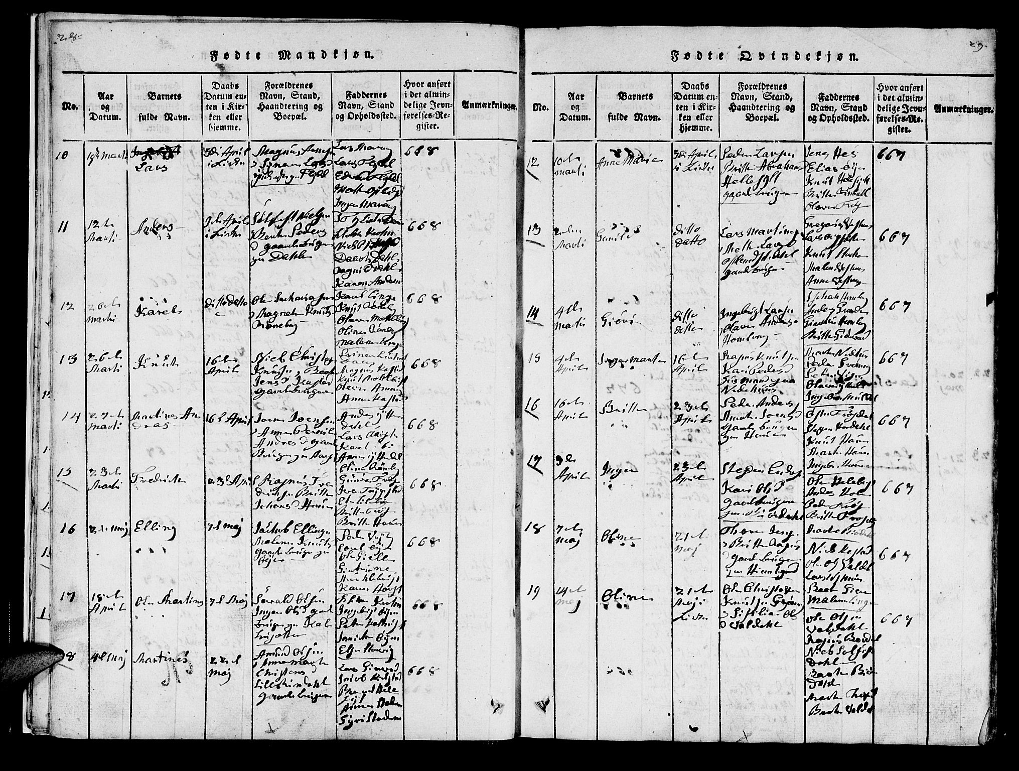 Ministerialprotokoller, klokkerbøker og fødselsregistre - Møre og Romsdal, SAT/A-1454/519/L0246: Parish register (official) no. 519A05, 1817-1834, p. 28-29