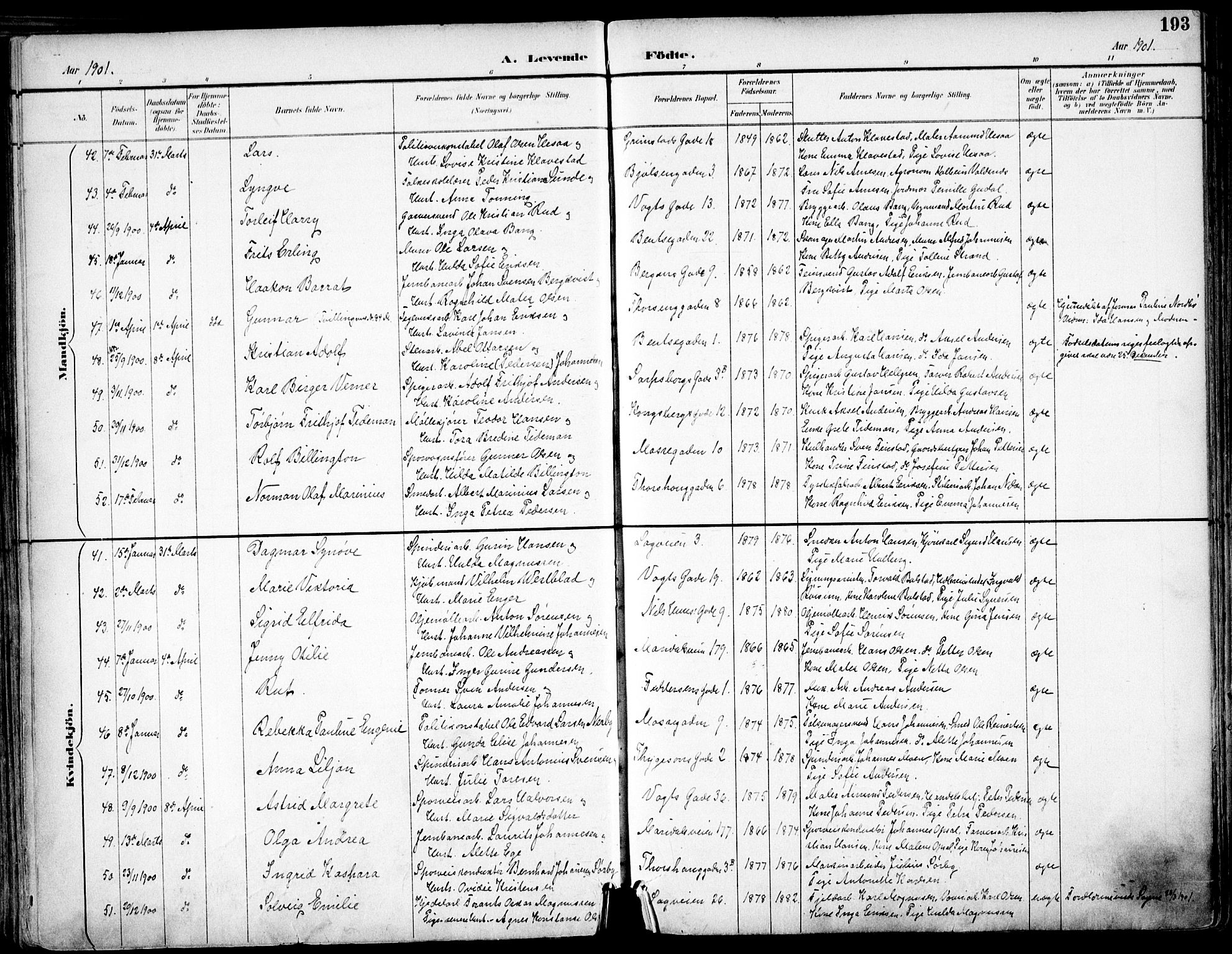 Sagene prestekontor Kirkebøker, SAO/A-10796/F/L0004: Parish register (official) no. 4, 1894-1904, p. 193