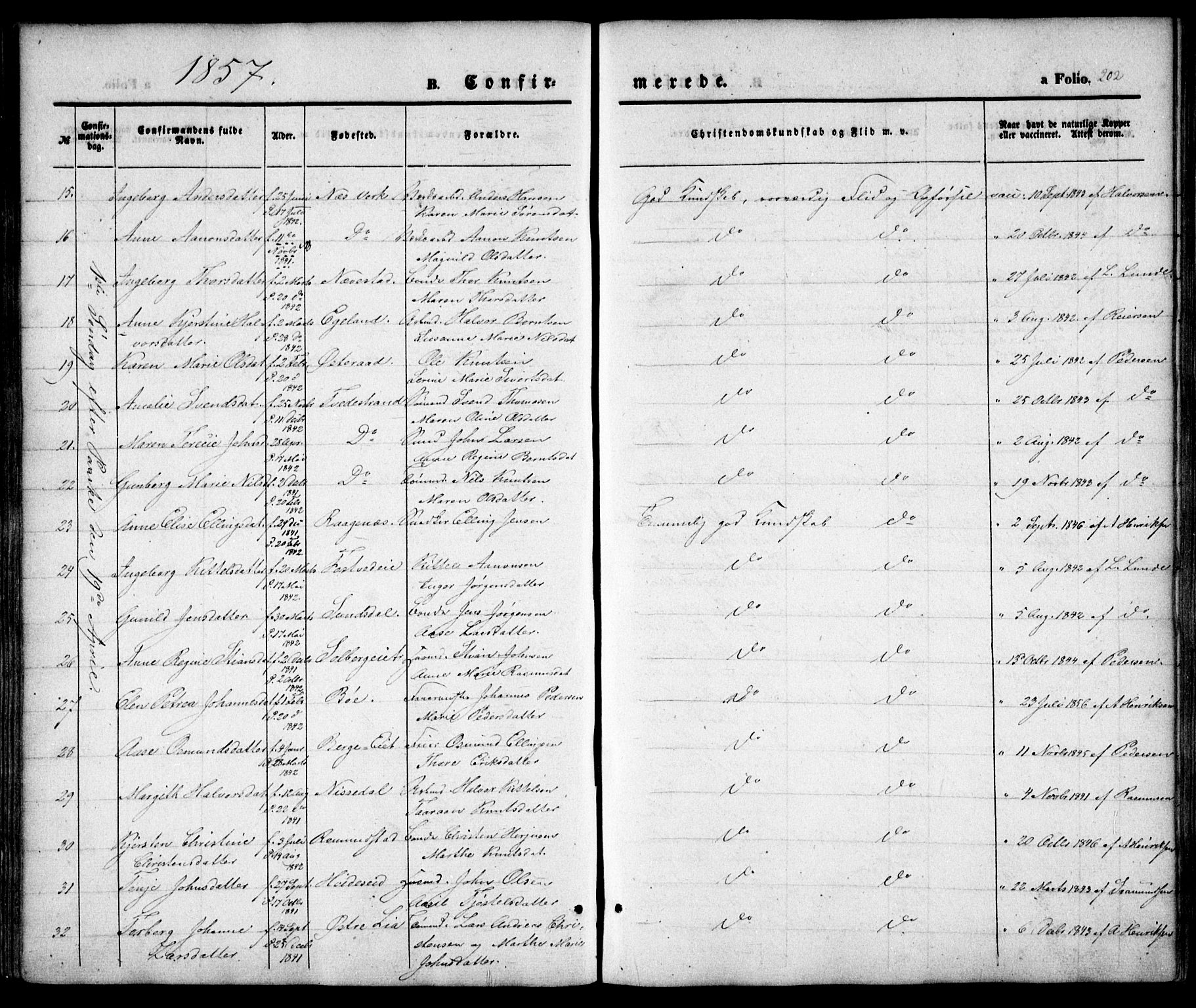 Holt sokneprestkontor, SAK/1111-0021/F/Fa/L0008: Parish register (official) no. A 8, 1849-1860, p. 202
