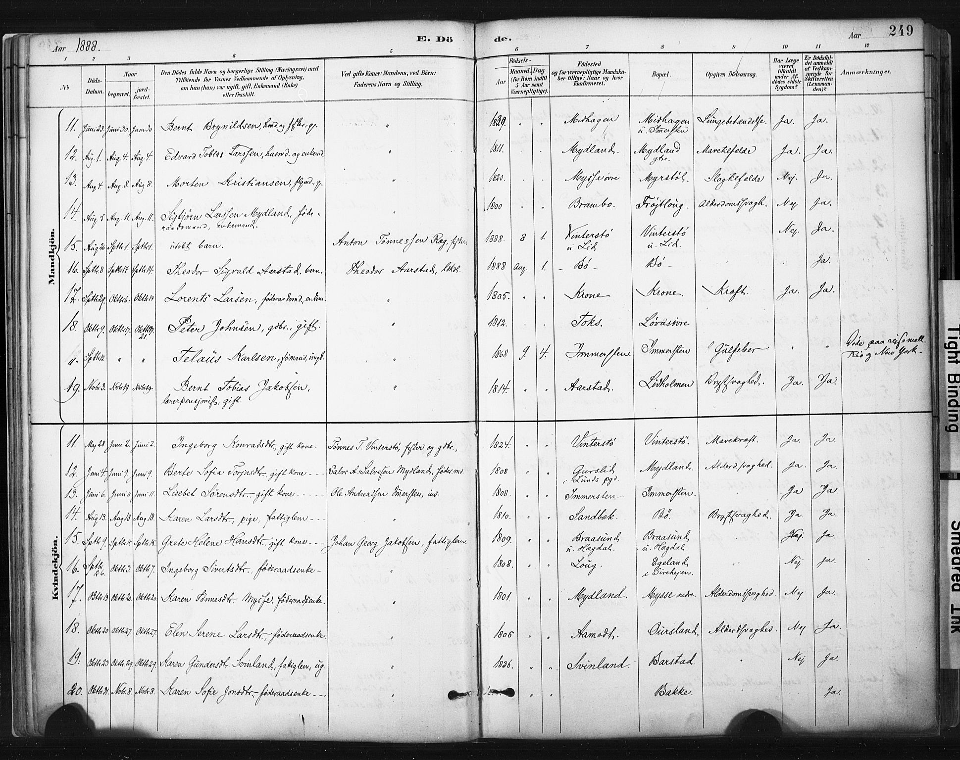 Sokndal sokneprestkontor, AV/SAST-A-101808: Parish register (official) no. A 11.2, 1887-1905, p. 249