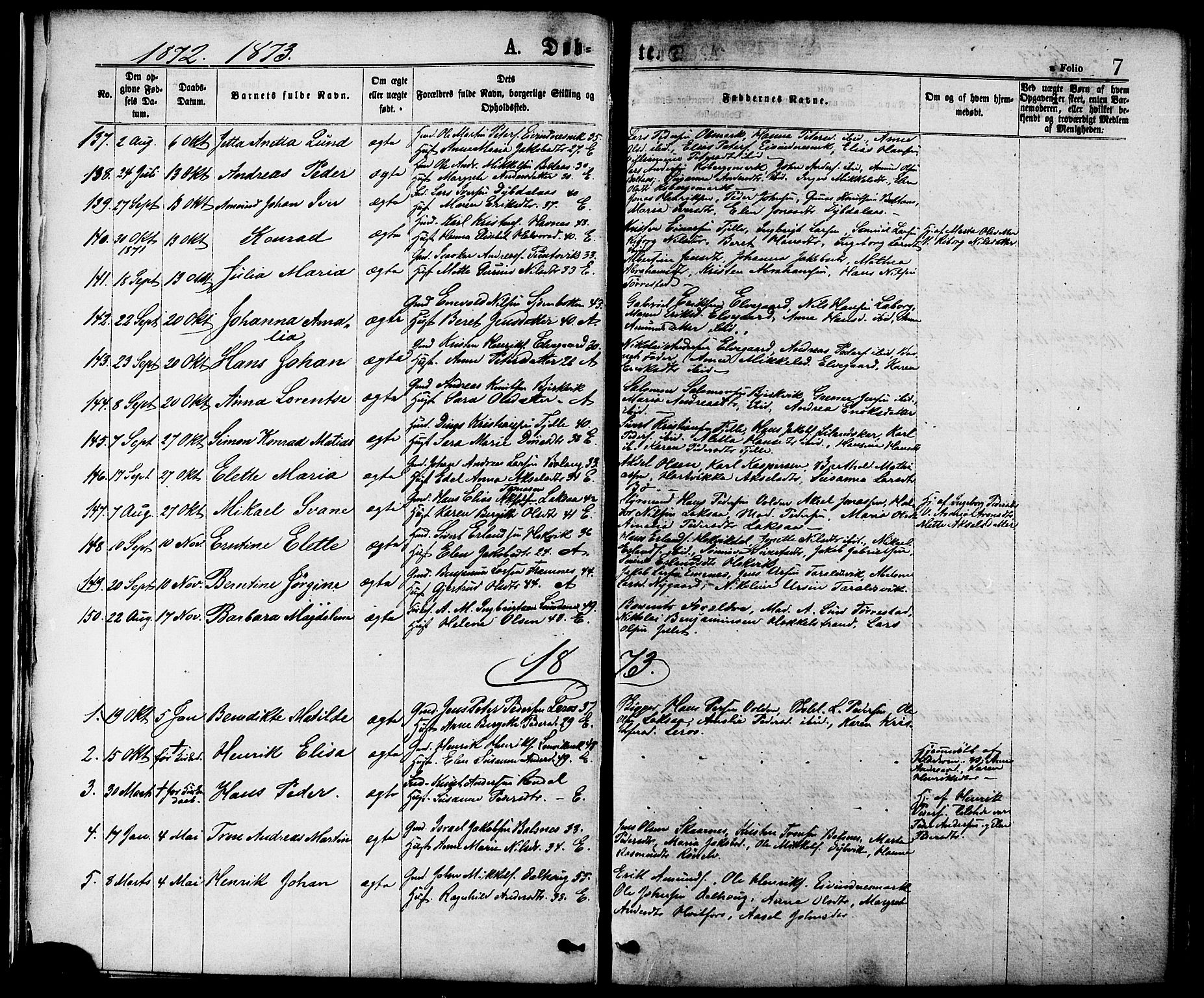 Ministerialprotokoller, klokkerbøker og fødselsregistre - Nordland, SAT/A-1459/863/L0897: Parish register (official) no. 863A09, 1872-1886, p. 7