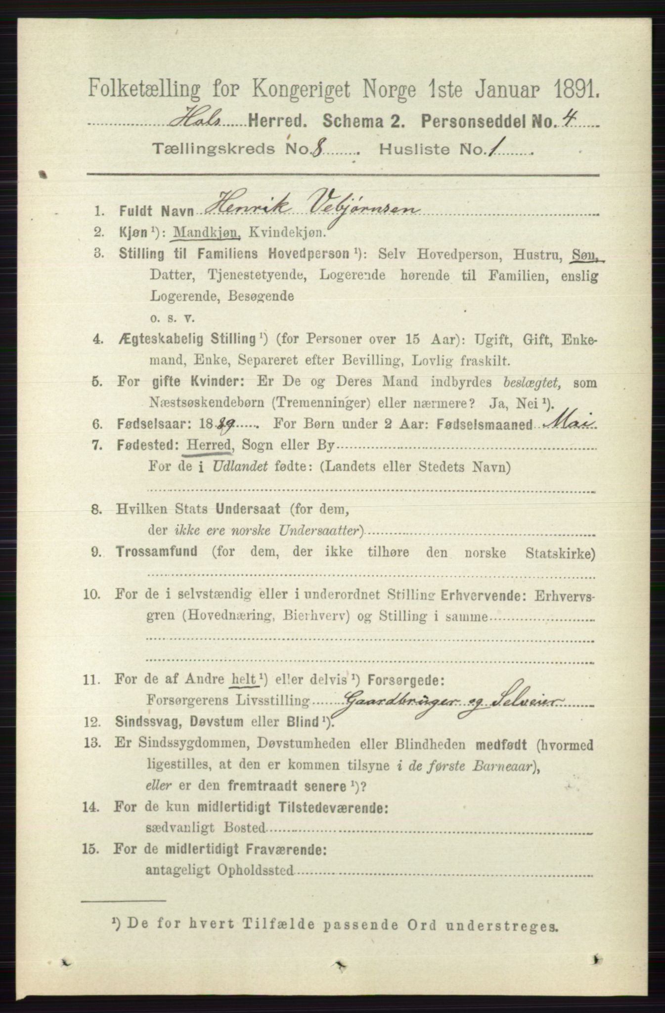 RA, 1891 census for 0620 Hol, 1891, p. 2242