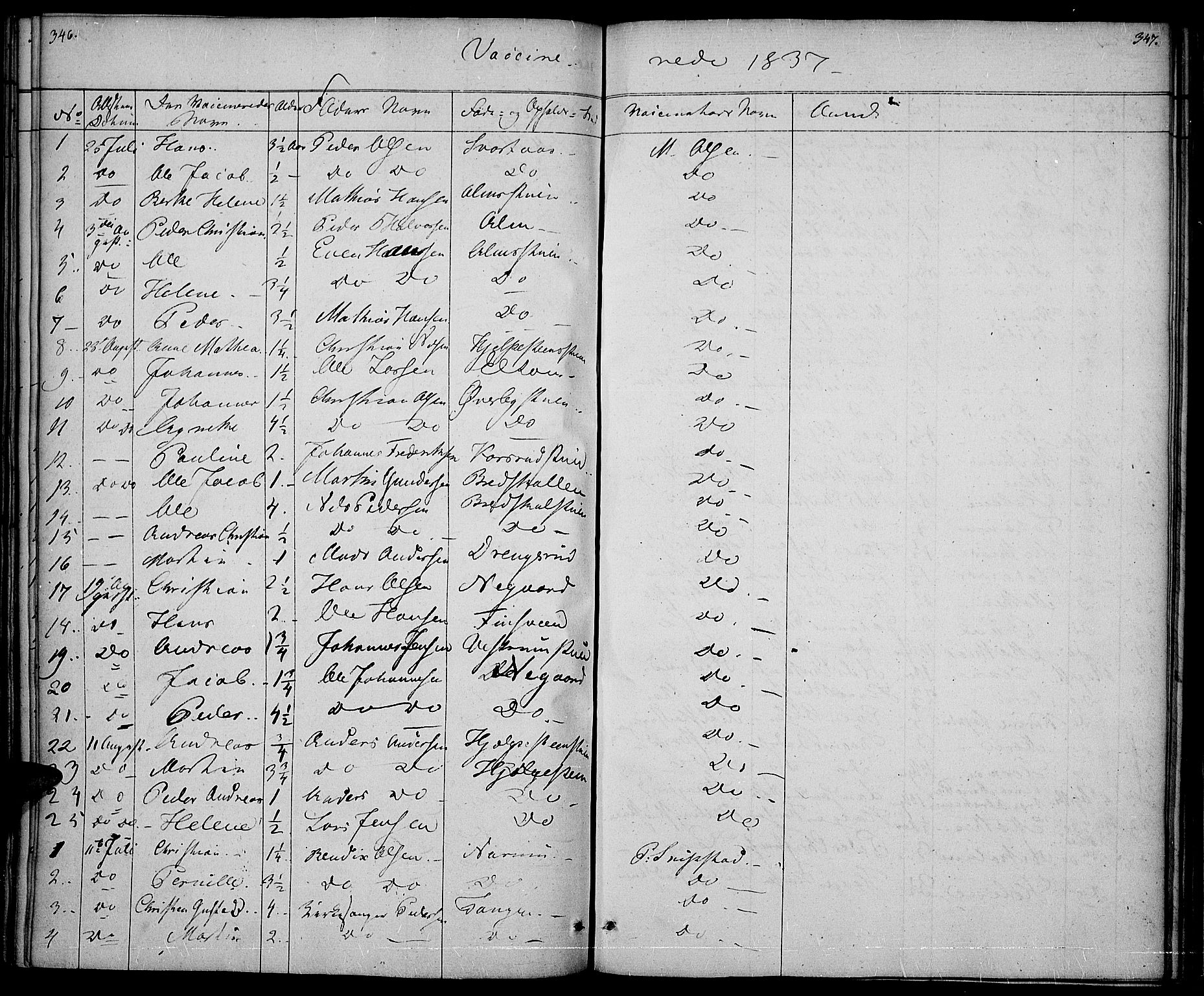 Vestre Toten prestekontor, AV/SAH-PREST-108/H/Ha/Haa/L0003: Parish register (official) no. 3, 1836-1843, p. 346-347