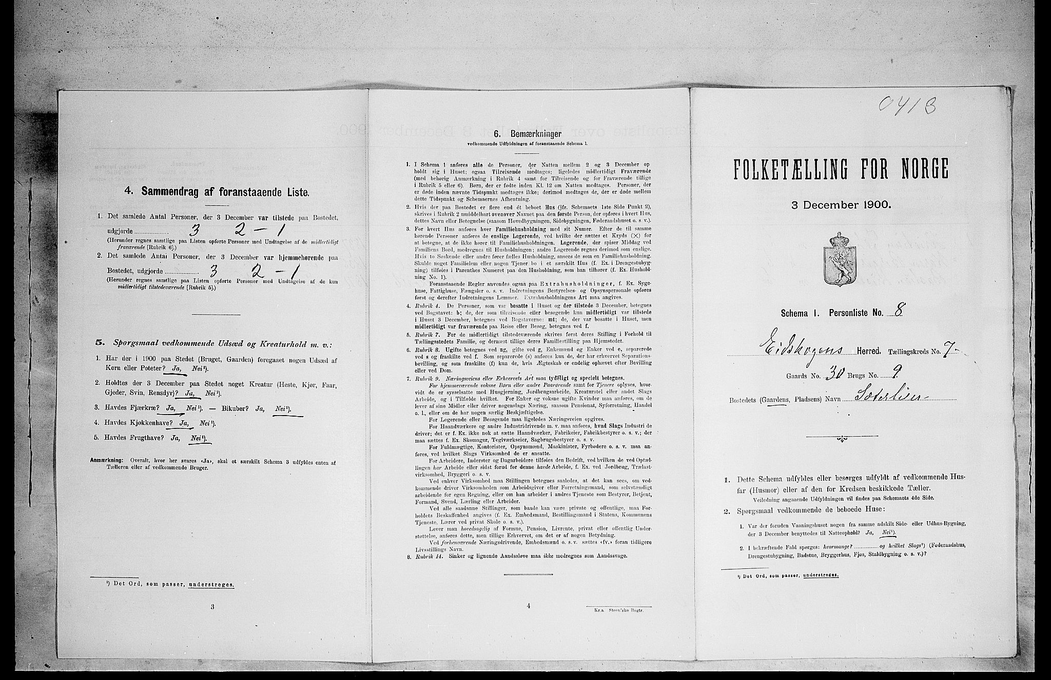 SAH, 1900 census for Eidskog, 1900, p. 821