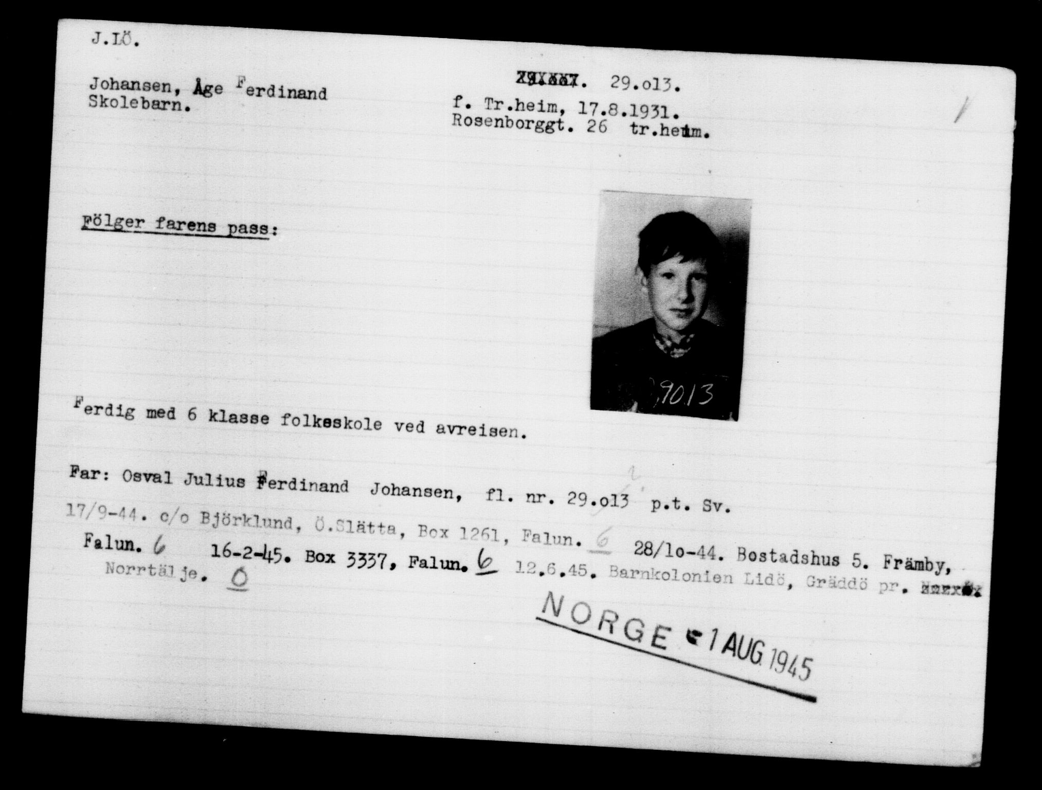 Utenriksstasjonene, Legasjonen i Stockholm, Flyktningkontoret, AV/RA-S-6753/V/Va/L0012: Kjesäterkartoteket, flyktninger med registreringsnr. 28300-31566, 1940-1945, p. 766
