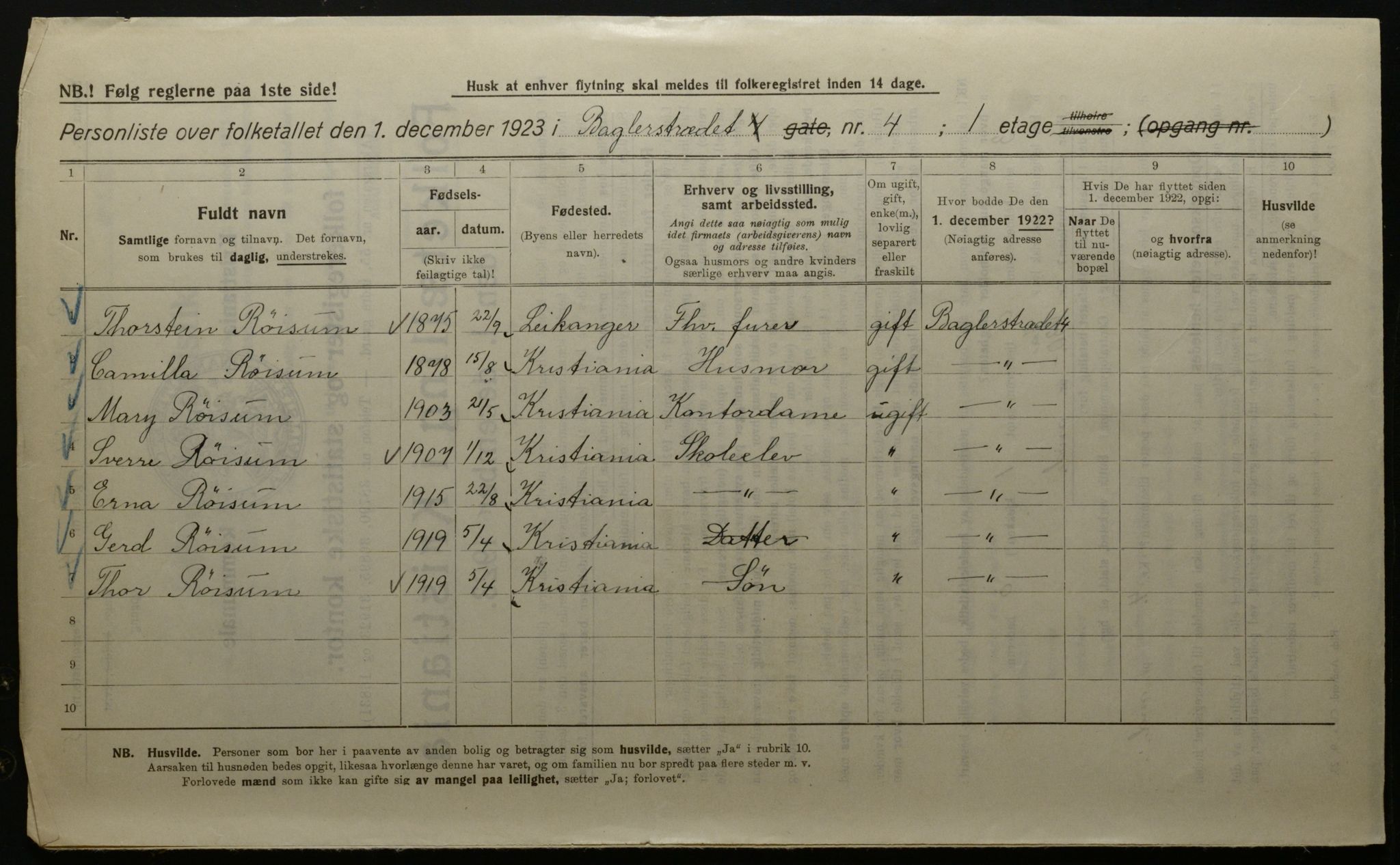 OBA, Municipal Census 1923 for Kristiania, 1923, p. 3220