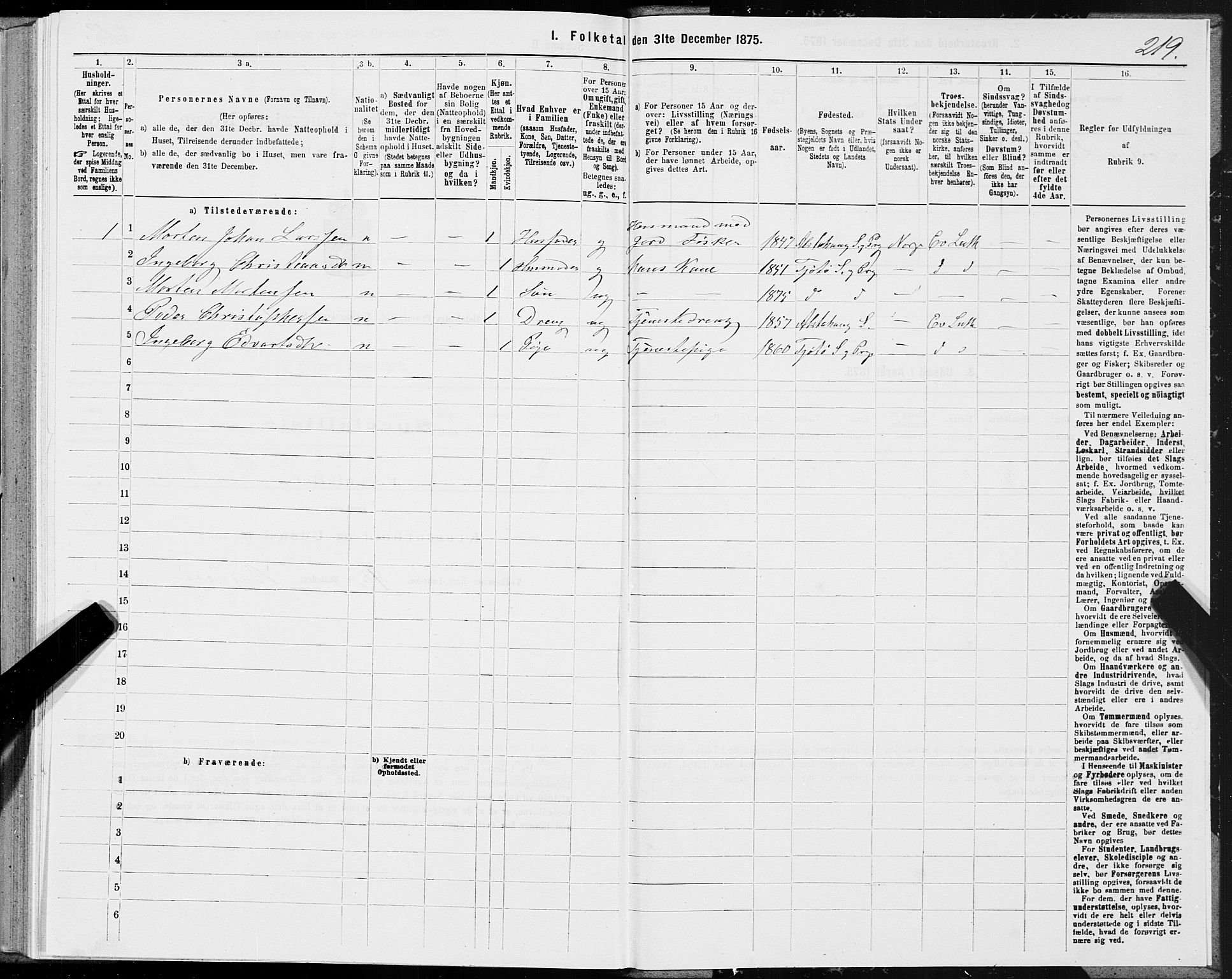 SAT, 1875 census for 1820P Alstahaug, 1875, p. 1219