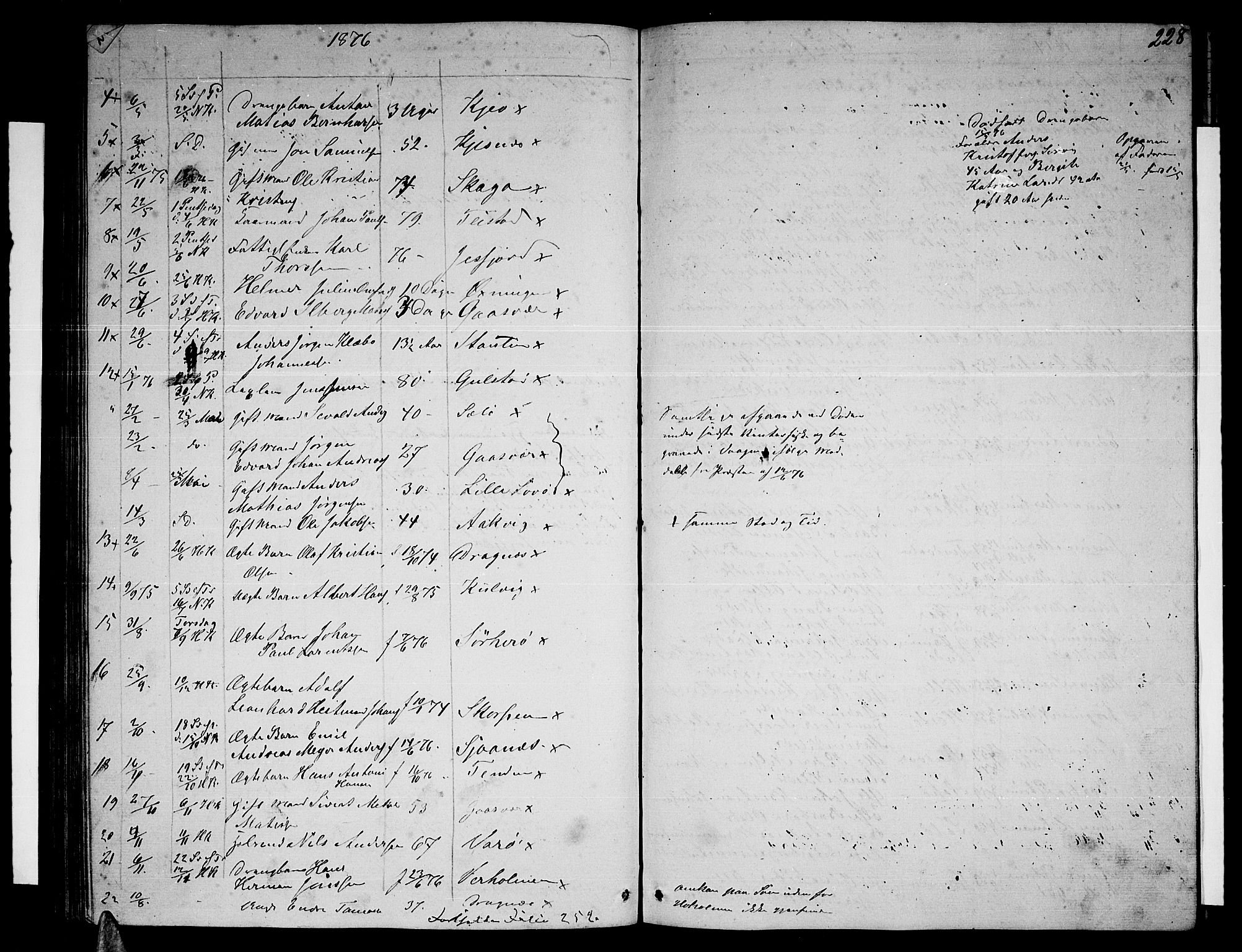 Ministerialprotokoller, klokkerbøker og fødselsregistre - Nordland, AV/SAT-A-1459/834/L0512: Parish register (copy) no. 834C03, 1862-1877, p. 228