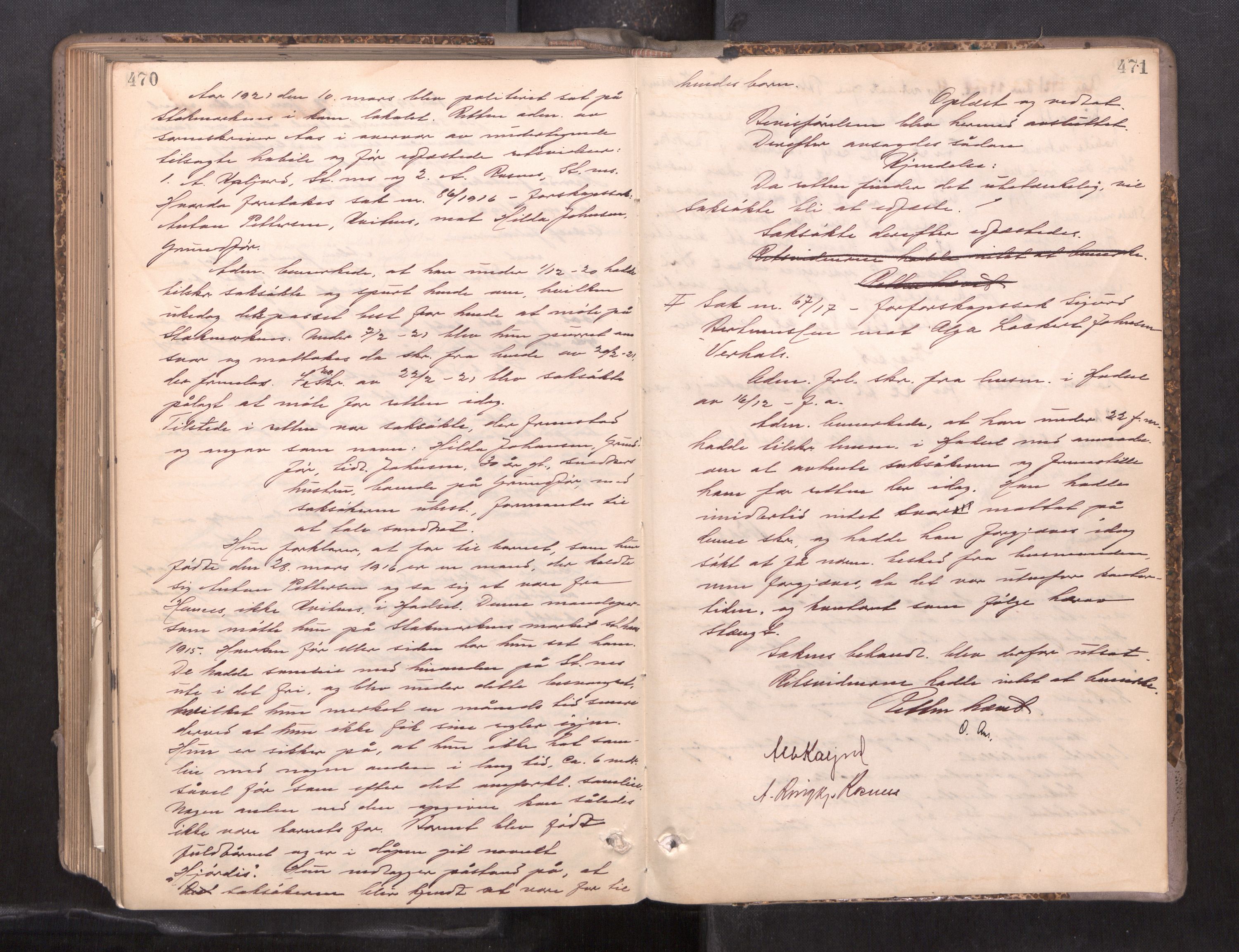 Vesterålen sorenskriveri, AV/SAT-A-4180/1/1/1B/L0032: Ekstrarettsprotokoll, 1917-1922, p. 470-471