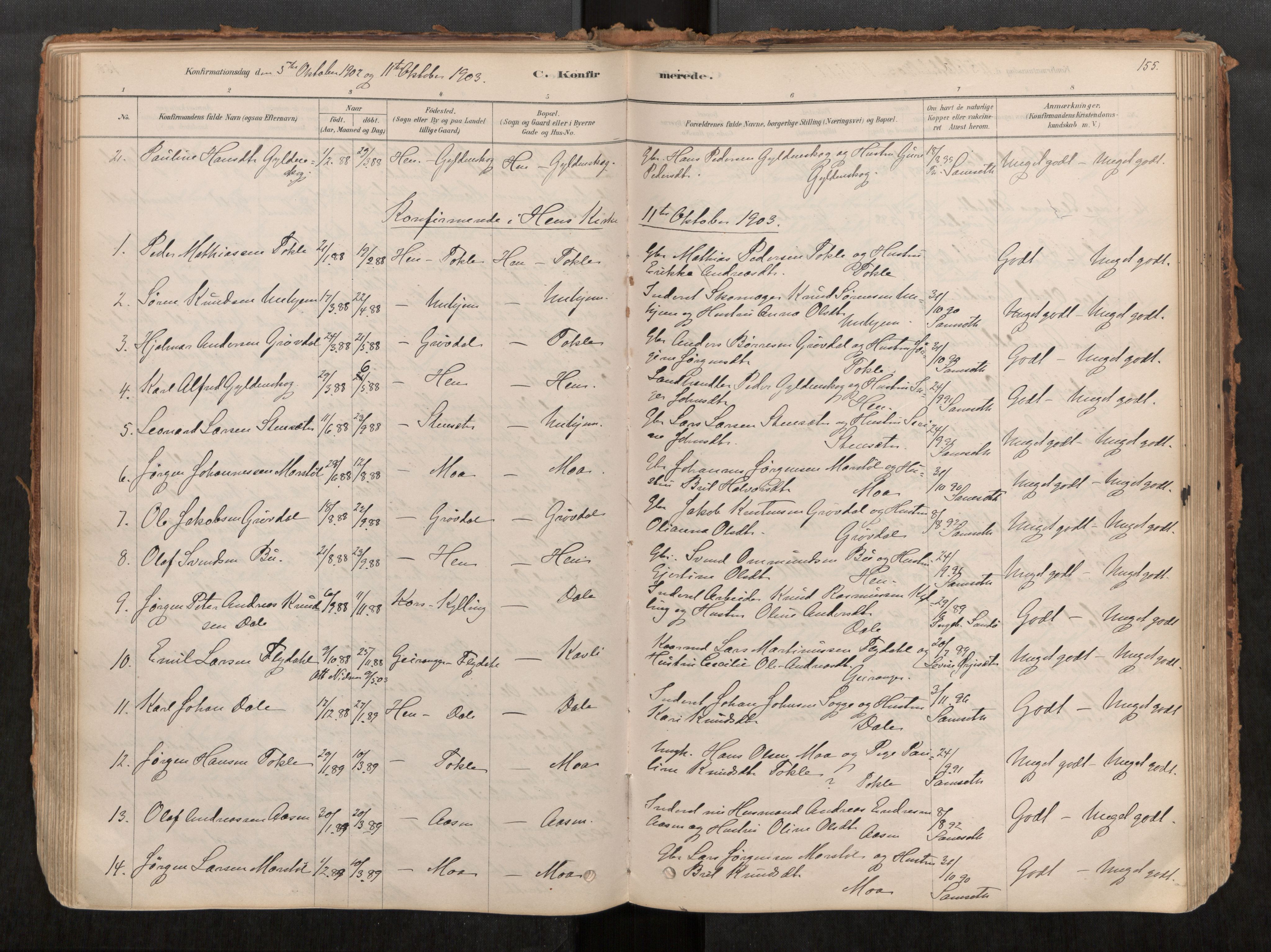 Ministerialprotokoller, klokkerbøker og fødselsregistre - Møre og Romsdal, SAT/A-1454/545/L0594: Parish register (official) no. 545A03, 1878-1920, p. 155