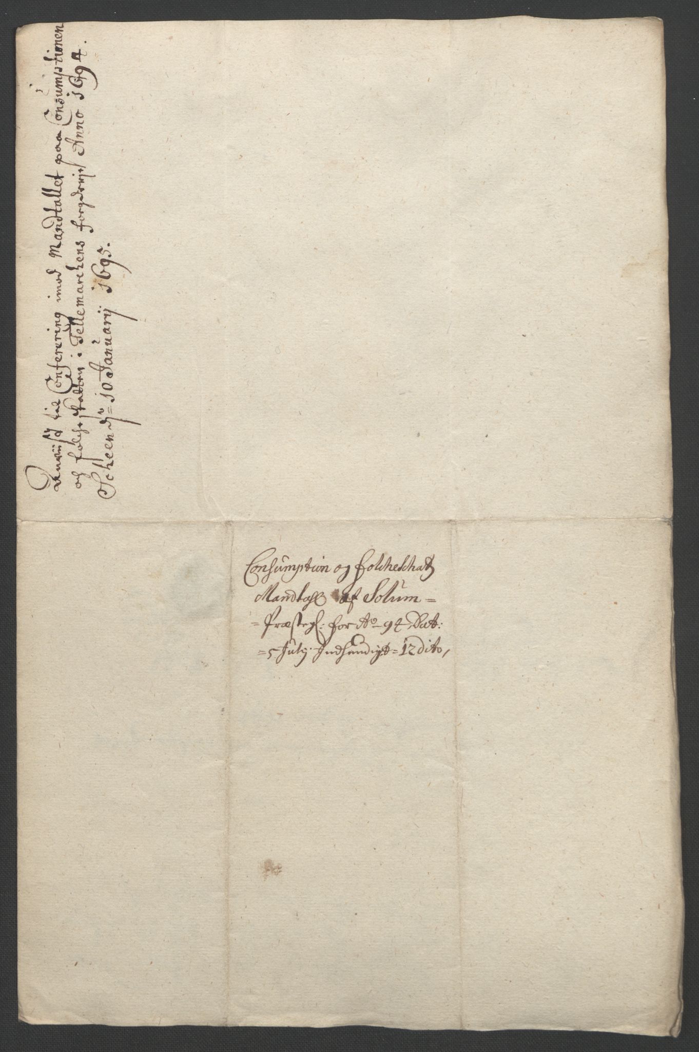 Rentekammeret inntil 1814, Reviderte regnskaper, Fogderegnskap, RA/EA-4092/R36/L2092: Fogderegnskap Øvre og Nedre Telemark og Bamble, 1694, p. 96