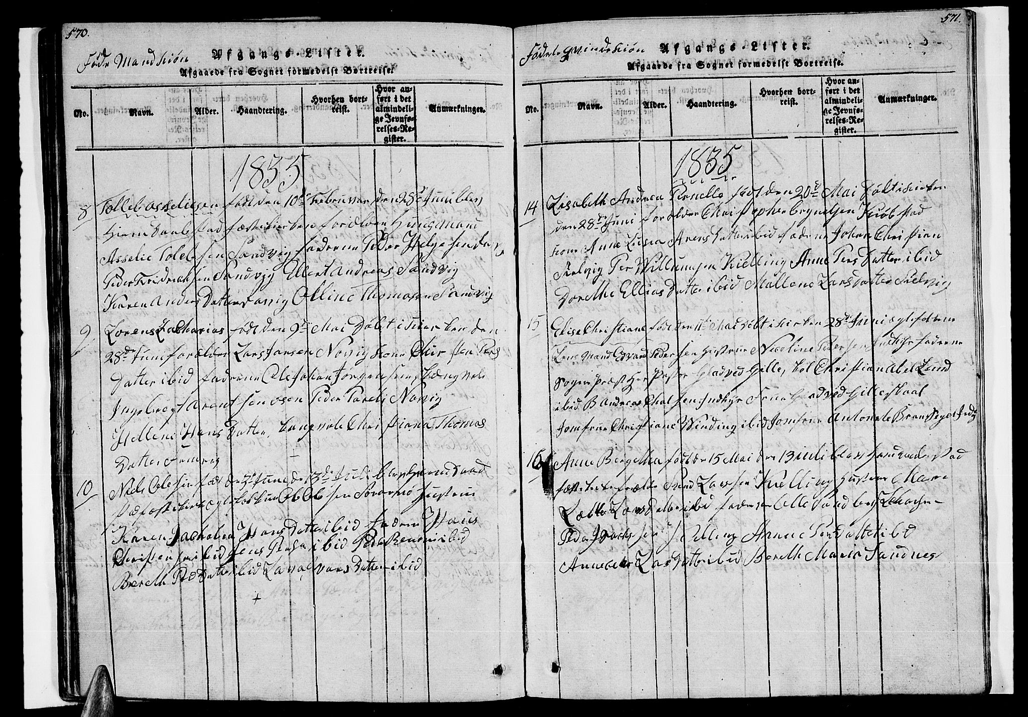 Ministerialprotokoller, klokkerbøker og fødselsregistre - Nordland, AV/SAT-A-1459/805/L0105: Parish register (copy) no. 805C01, 1820-1839, p. 570-571