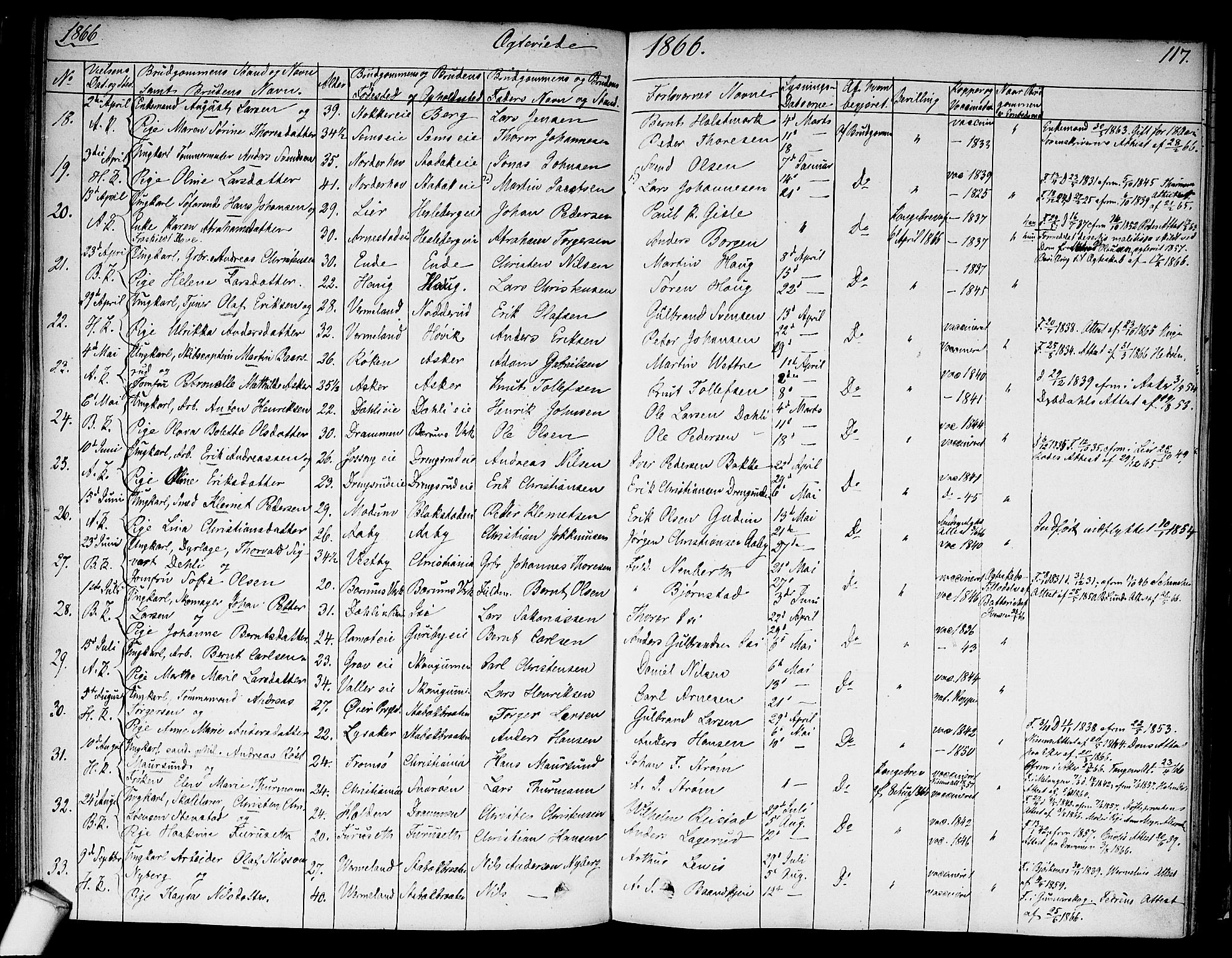 Asker prestekontor Kirkebøker, SAO/A-10256a/F/Fa/L0010: Parish register (official) no. I 10, 1825-1878, p. 117