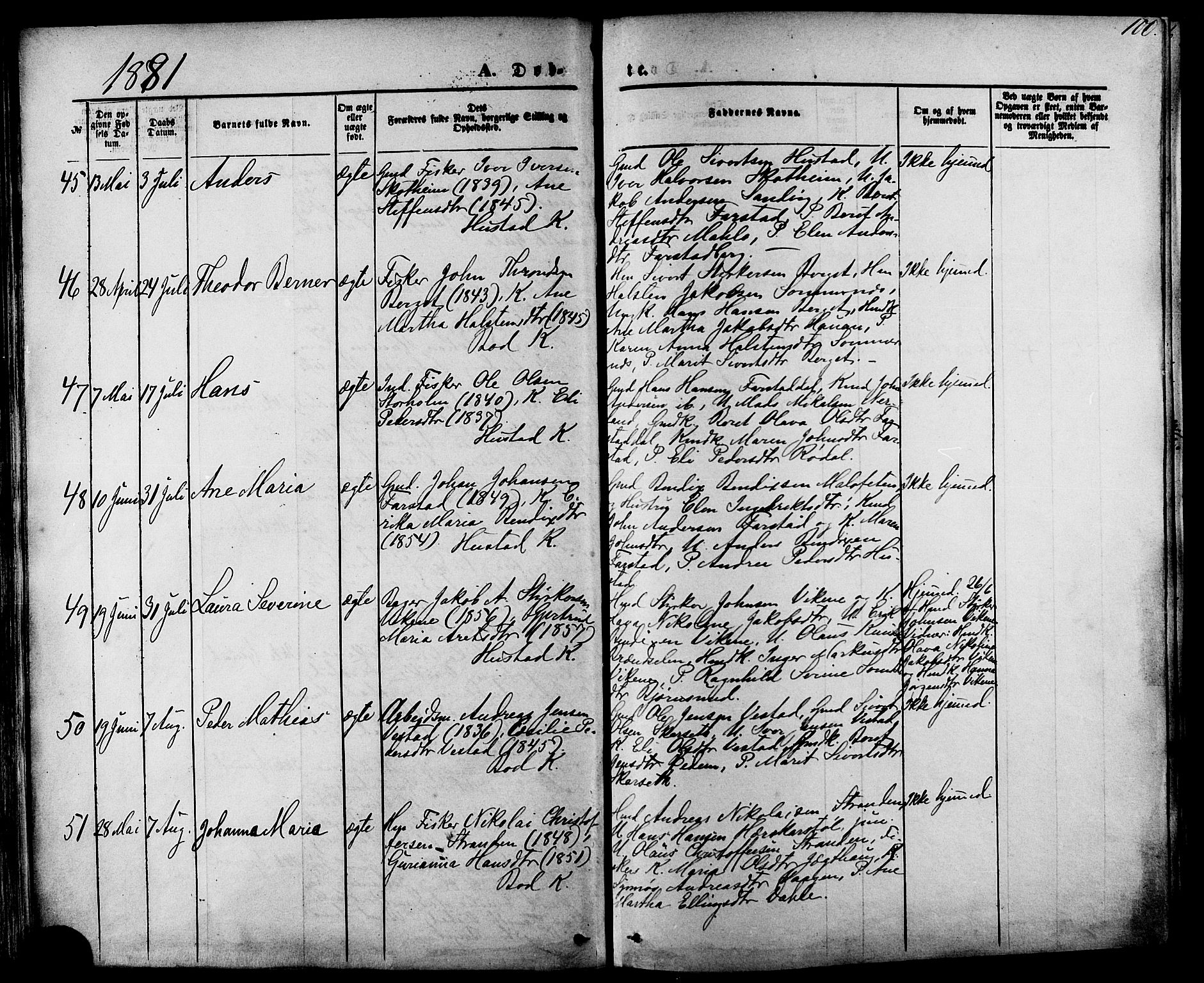 Ministerialprotokoller, klokkerbøker og fødselsregistre - Møre og Romsdal, AV/SAT-A-1454/566/L0768: Parish register (official) no. 566A07, 1869-1881, p. 100