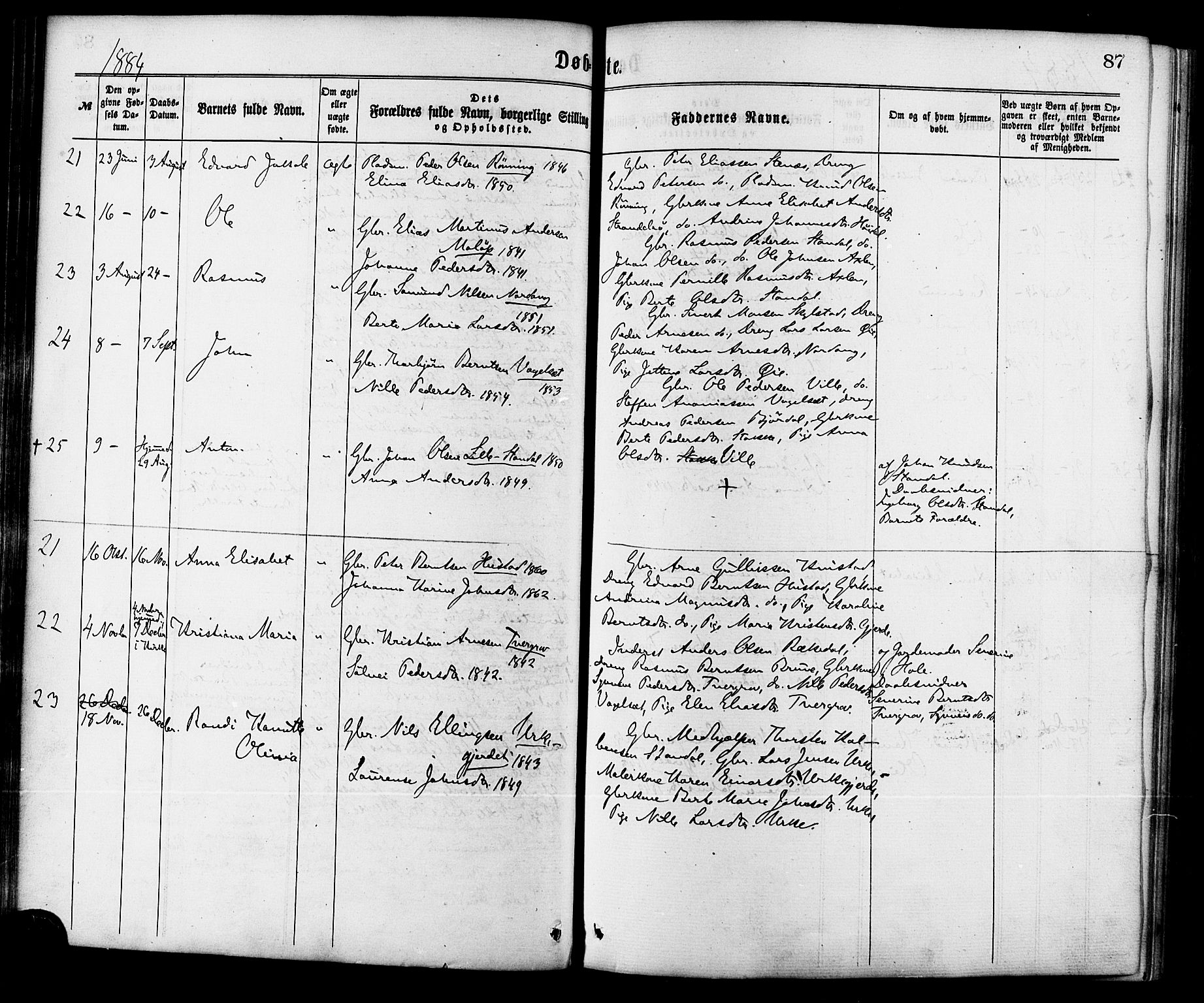 Ministerialprotokoller, klokkerbøker og fødselsregistre - Møre og Romsdal, AV/SAT-A-1454/515/L0210: Parish register (official) no. 515A06, 1868-1885, p. 87