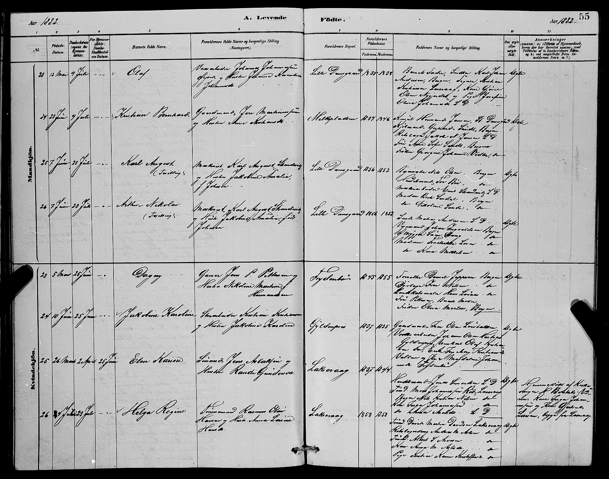 Laksevåg Sokneprestembete, AV/SAB-A-76501/H/Ha/Hab/Haba/L0002: Parish register (copy) no. A 2, 1877-1887, p. 55