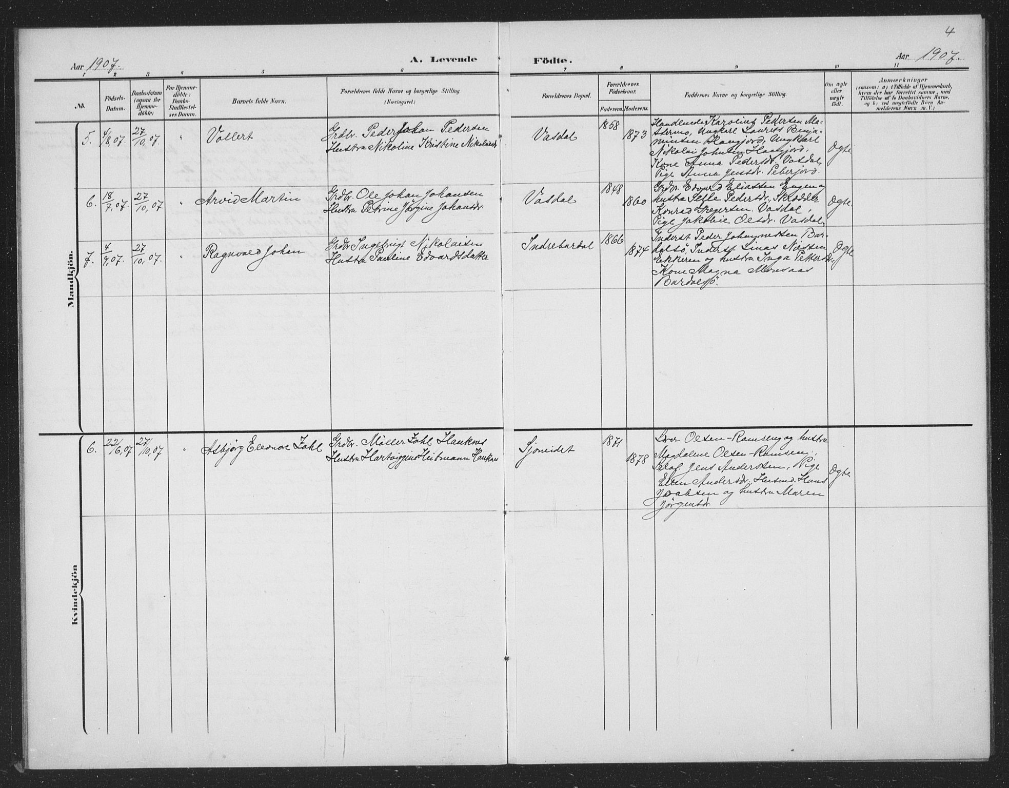 Ministerialprotokoller, klokkerbøker og fødselsregistre - Nordland, AV/SAT-A-1459/833/L0502: Parish register (copy) no. 833C01, 1906-1934, p. 4